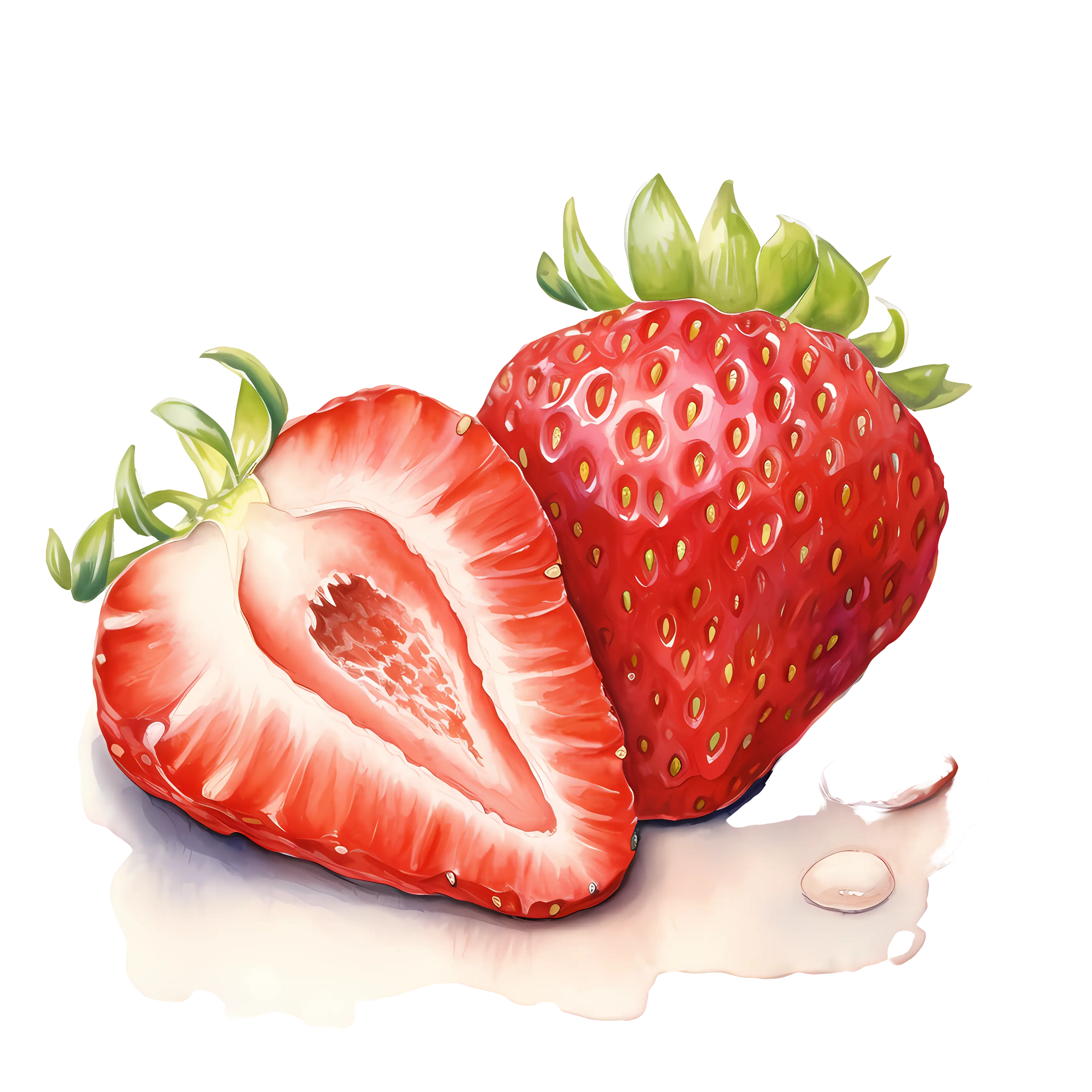 Illustration of Strawberries with Slice Detail