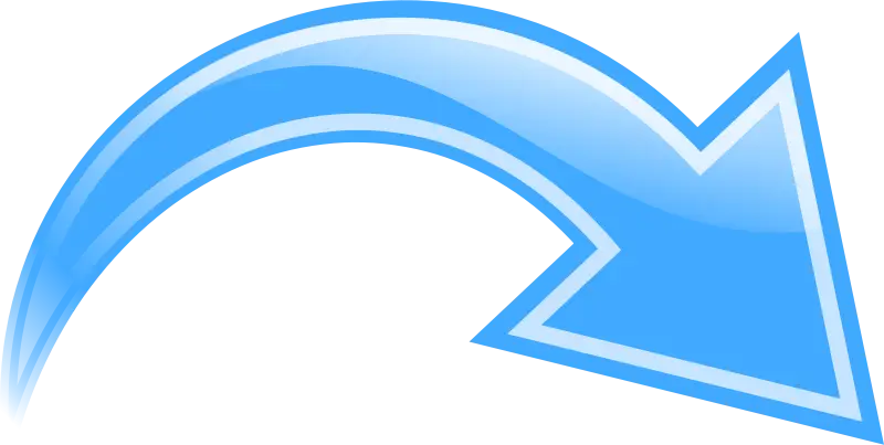 Curved Down Arrow in Blue