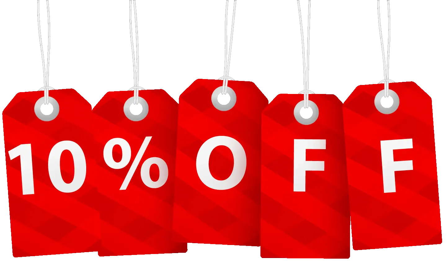 Red &#039;10% Off&#039; Sale Tags for Discounts