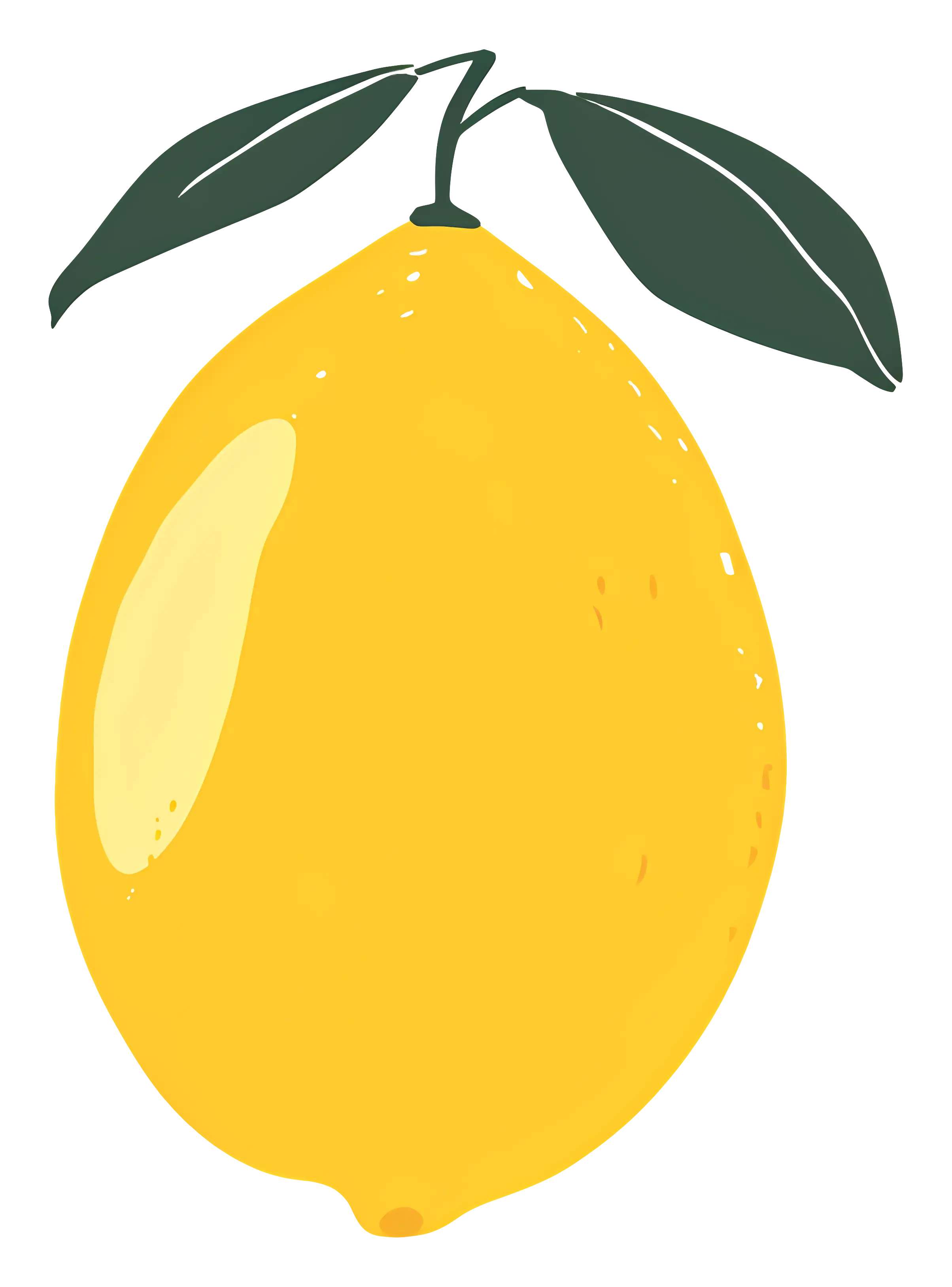 Yellow Lemon Illustration with Leaves