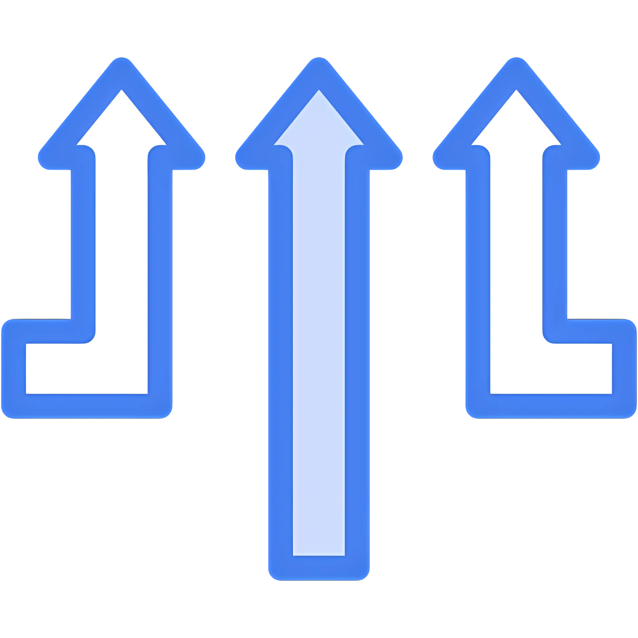 Three Blue Directional Arrows Icons