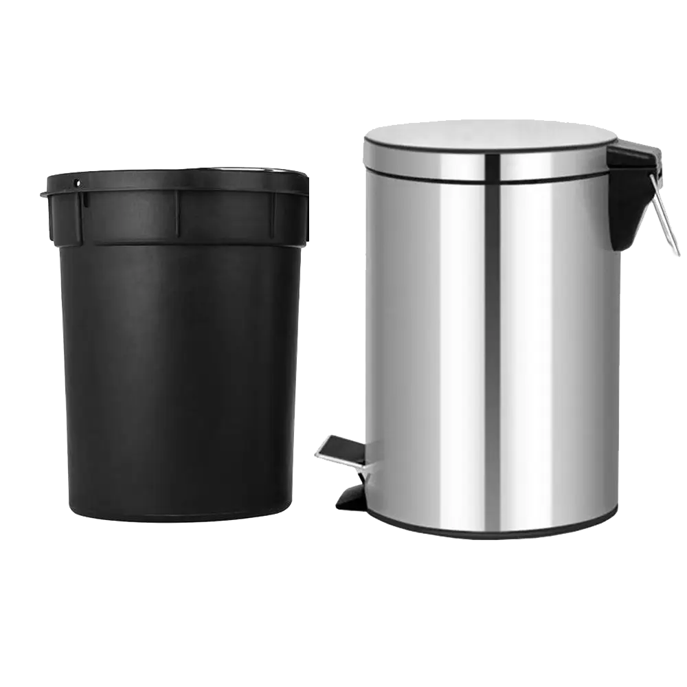 Black and Silver Trash Bins