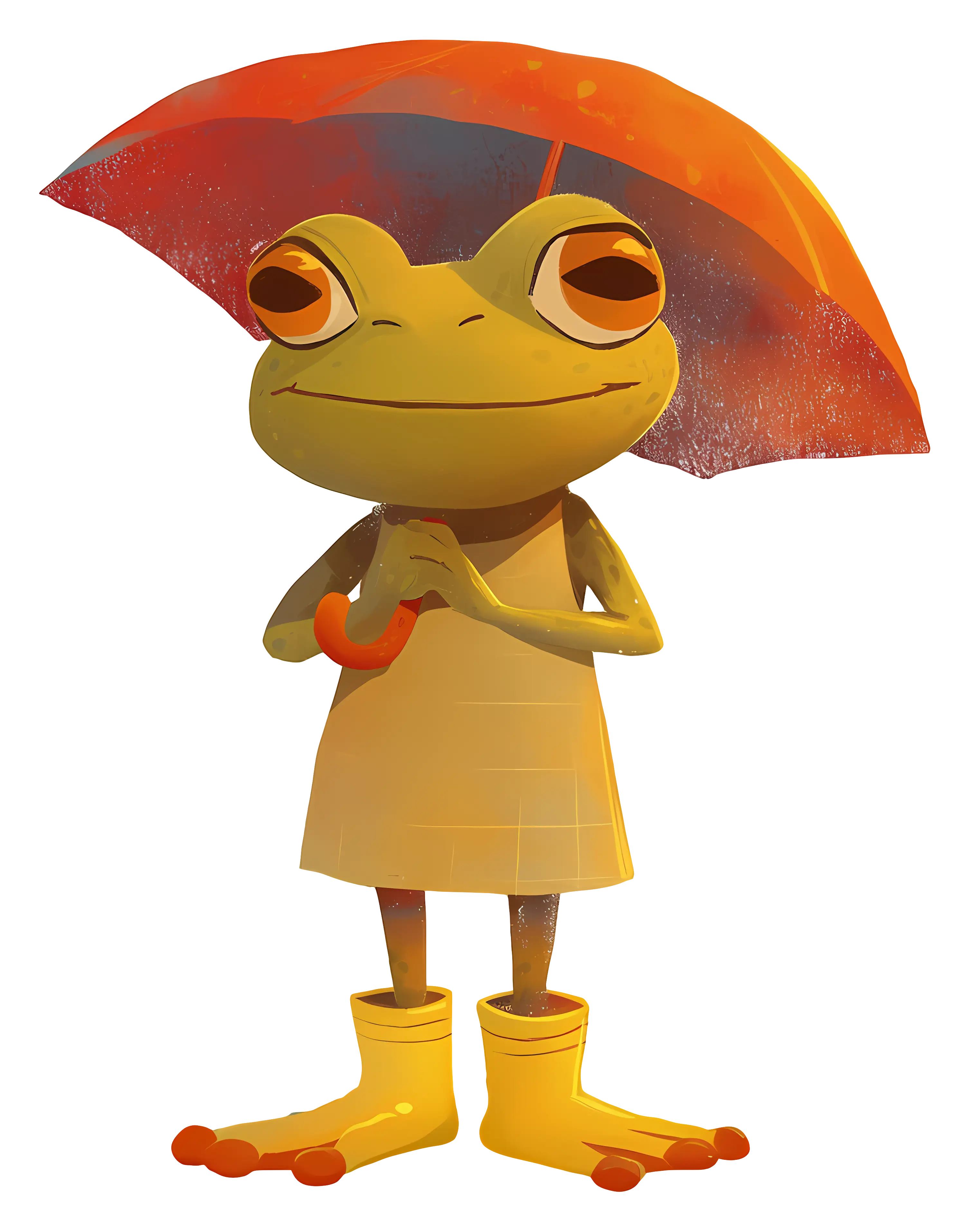 Frog with Orange Umbrella