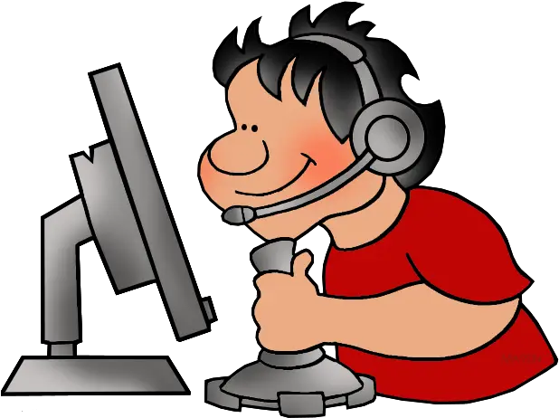 Cartoon Gamer with Headset and Joystick