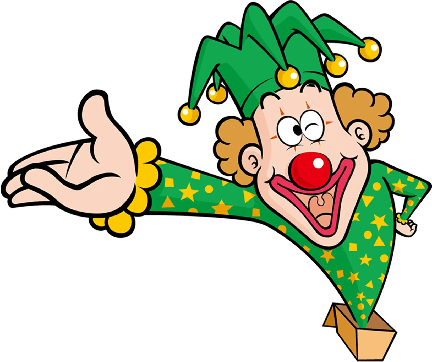 Cartoon Jester in Green Costume