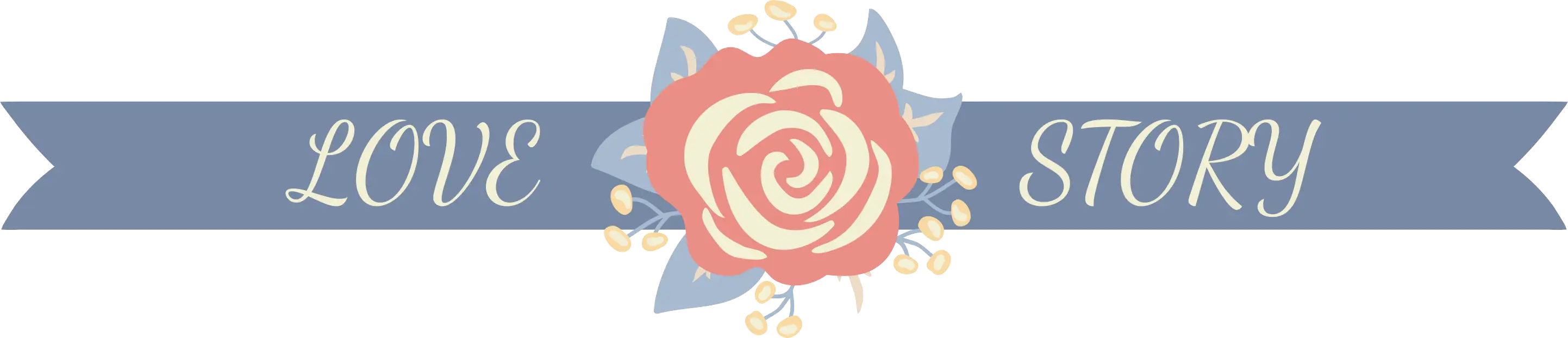 Love Story Banner with Flower and Ribbon