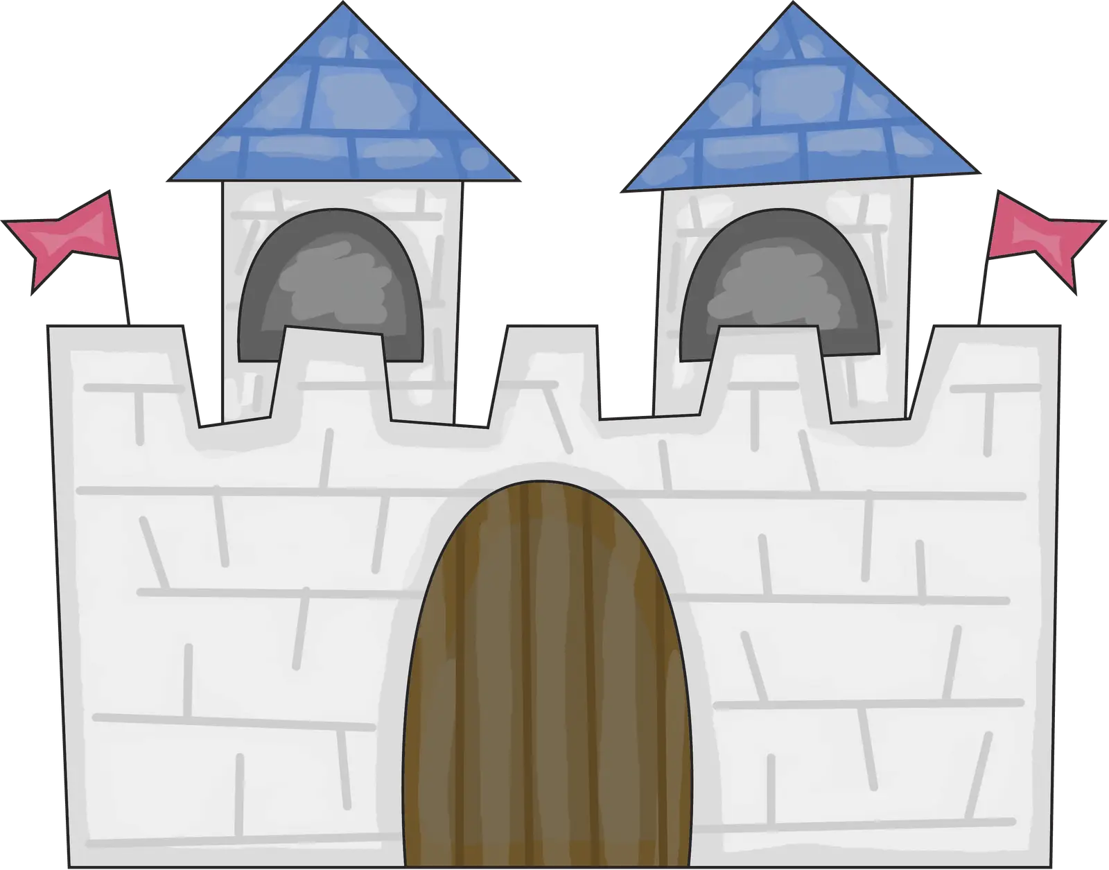 Cute Cartoon Castle Illustration with Flags