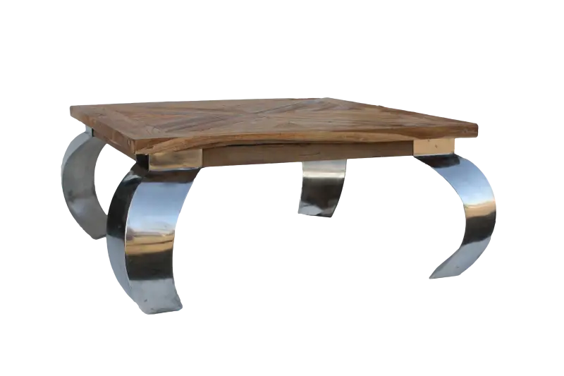 Square Wooden and Metal Coffee Table