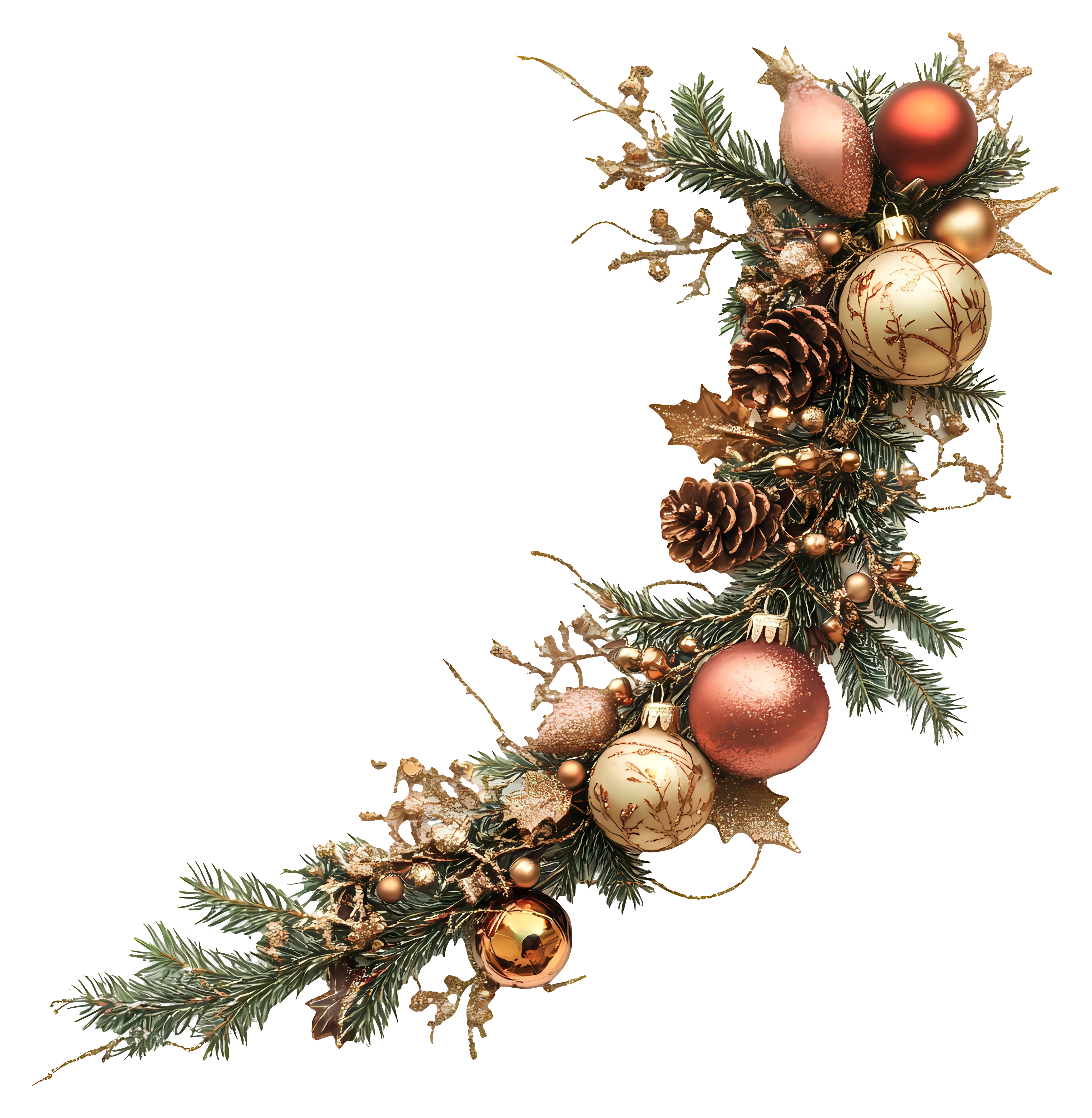 Christmas Ornament Garland with Pinecones