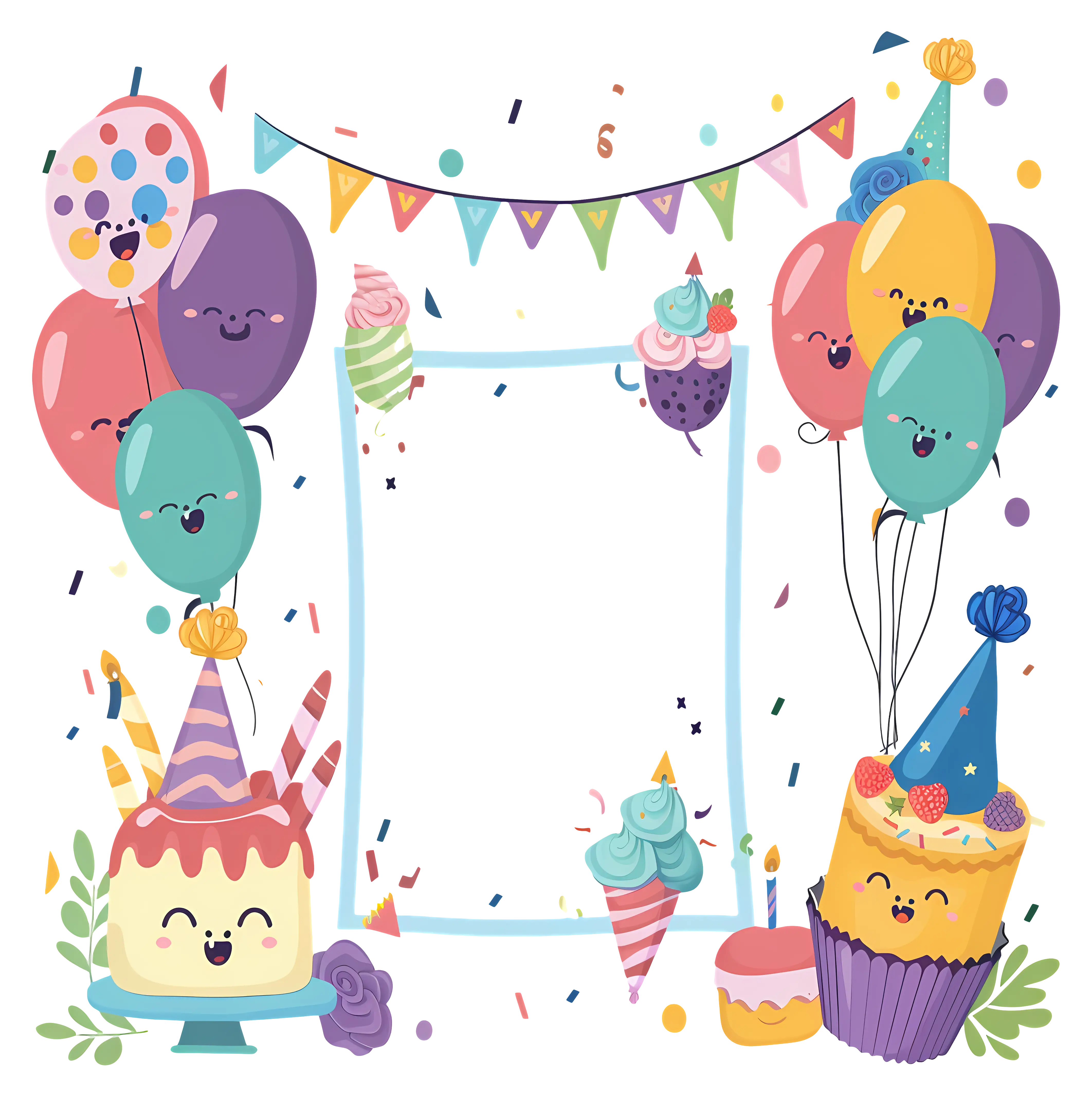 Birthday Celebration with Cake and Balloons