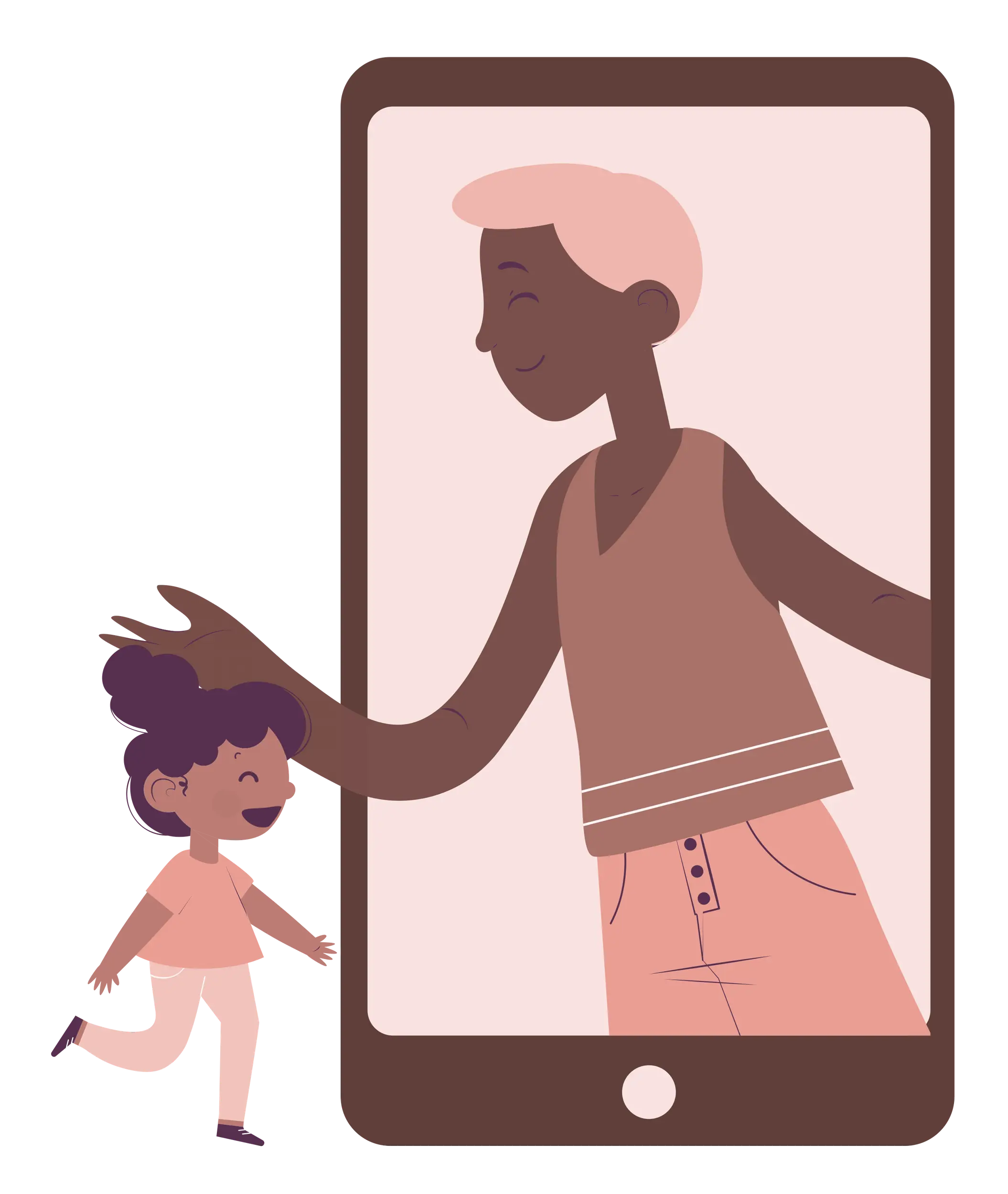 Child and Father Bonding on Smartphone Screen