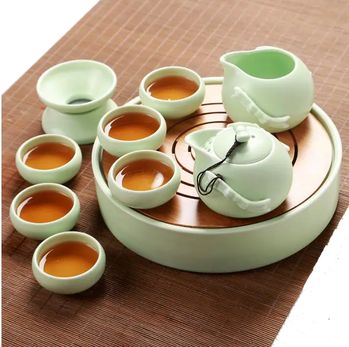 Elegant Tea Set with Cups and Teapot