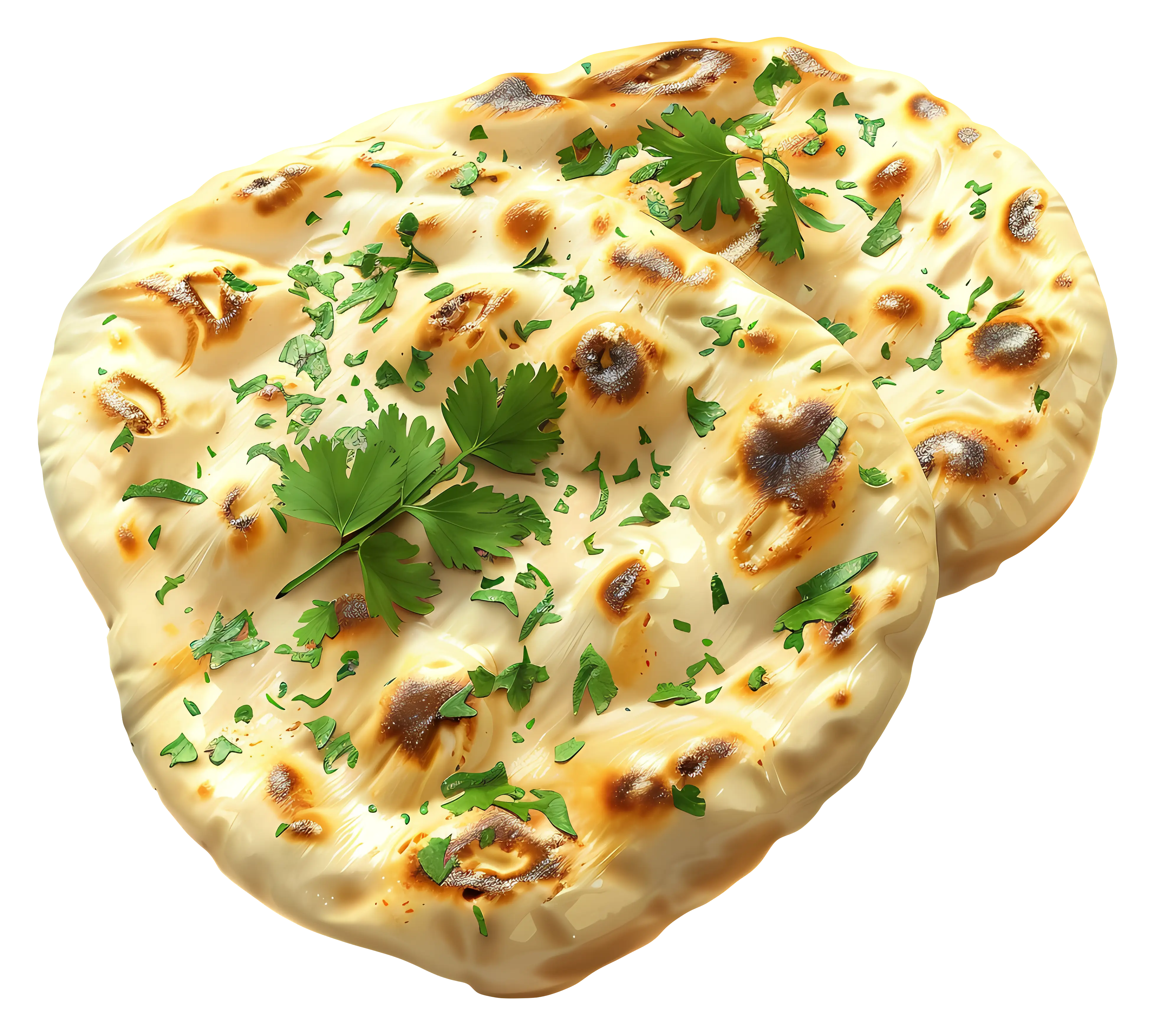 Naan Bread Garnished with Fresh Herbs