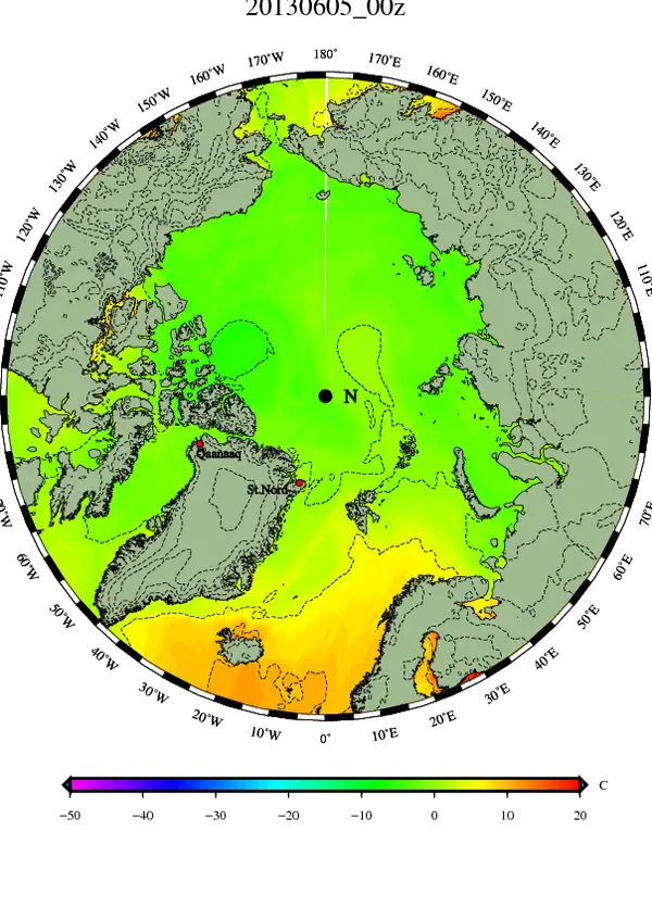 Arctic Temperature Map with Color Gradients