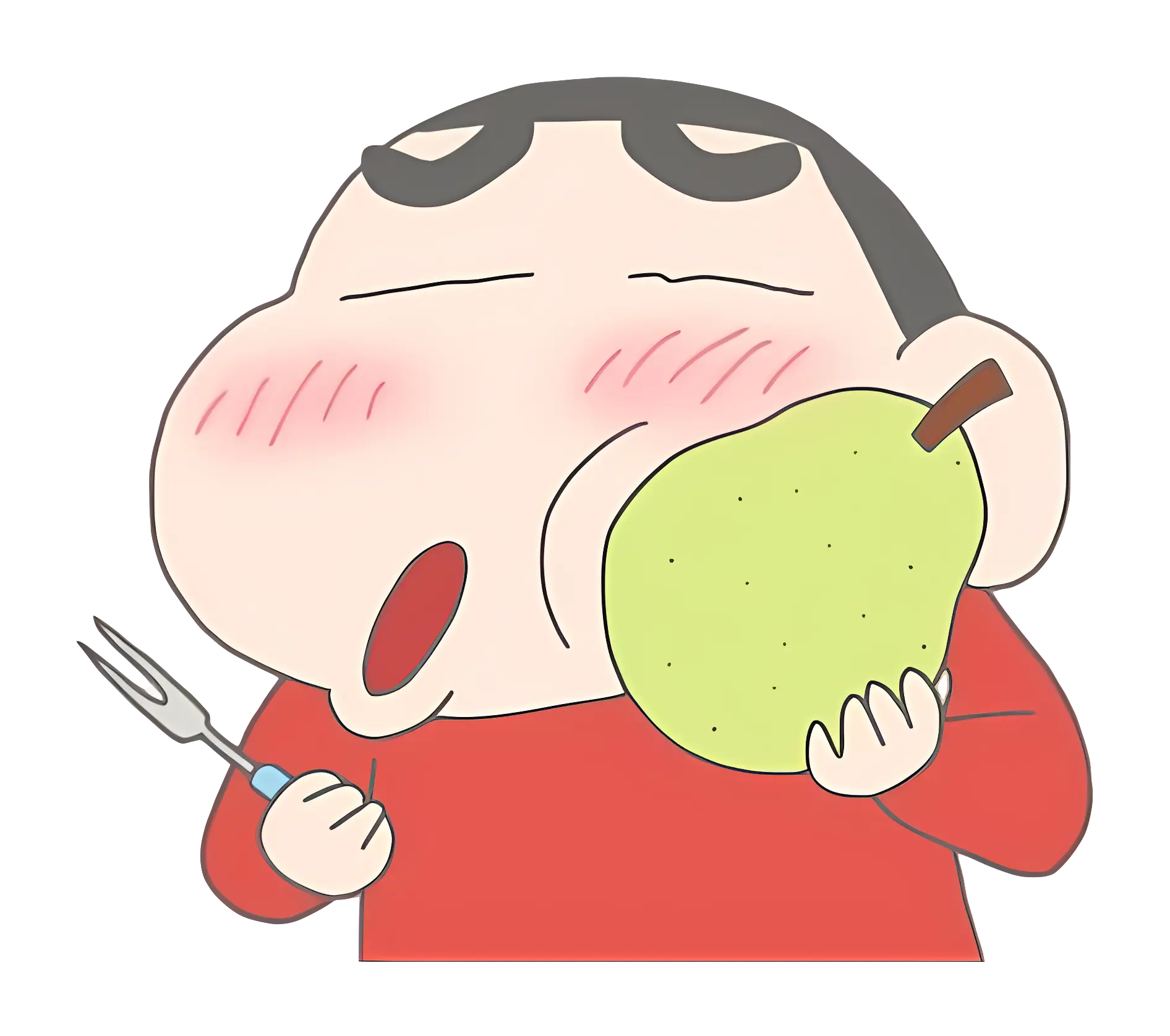 Cartoon Boy Eating Fruit