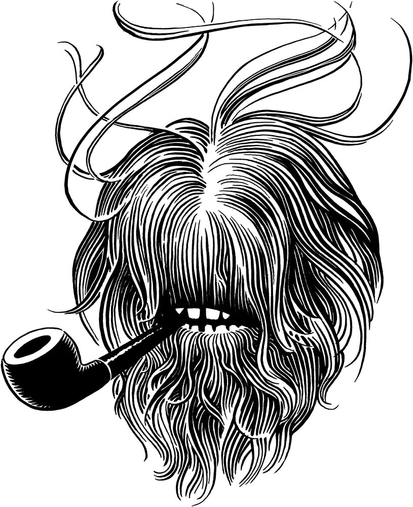 Hairy Creature with Pipe Illustration