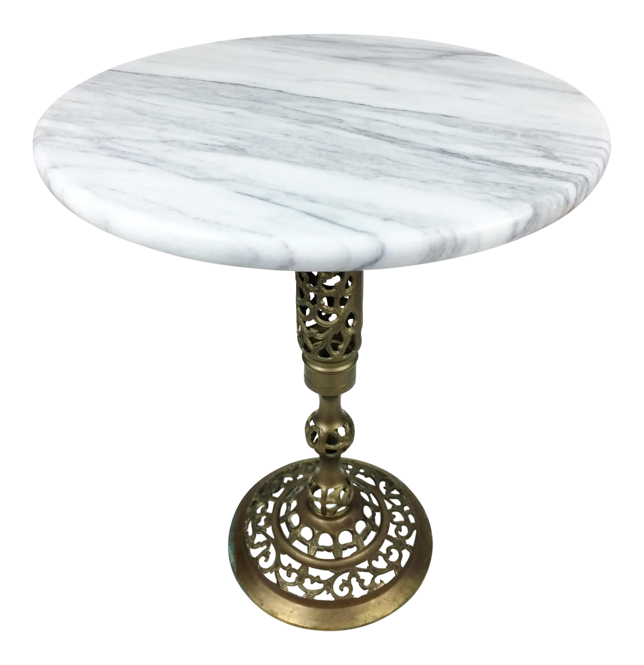 Round Marble Table with Ornate Metal Base