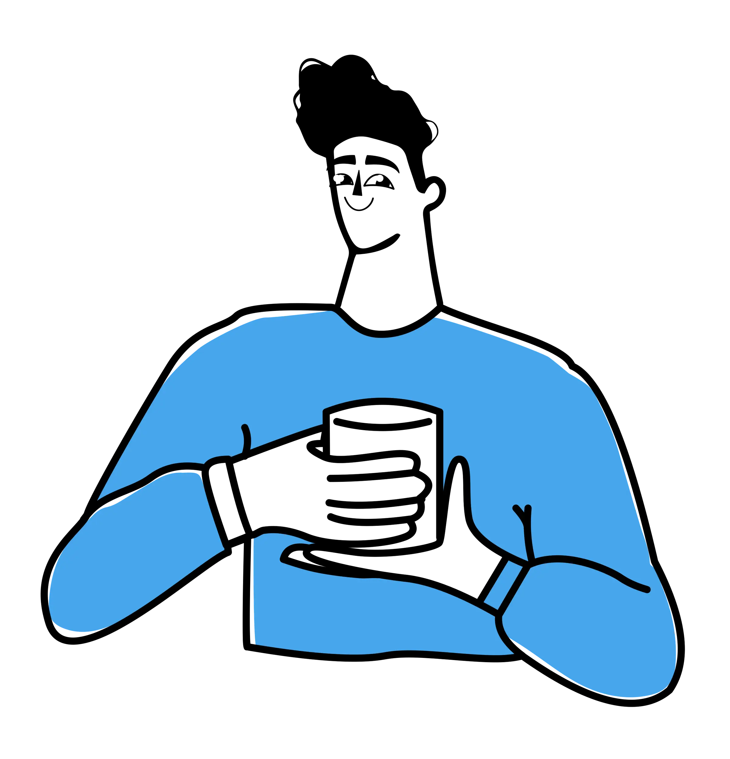 Man Holding Cup Illustration