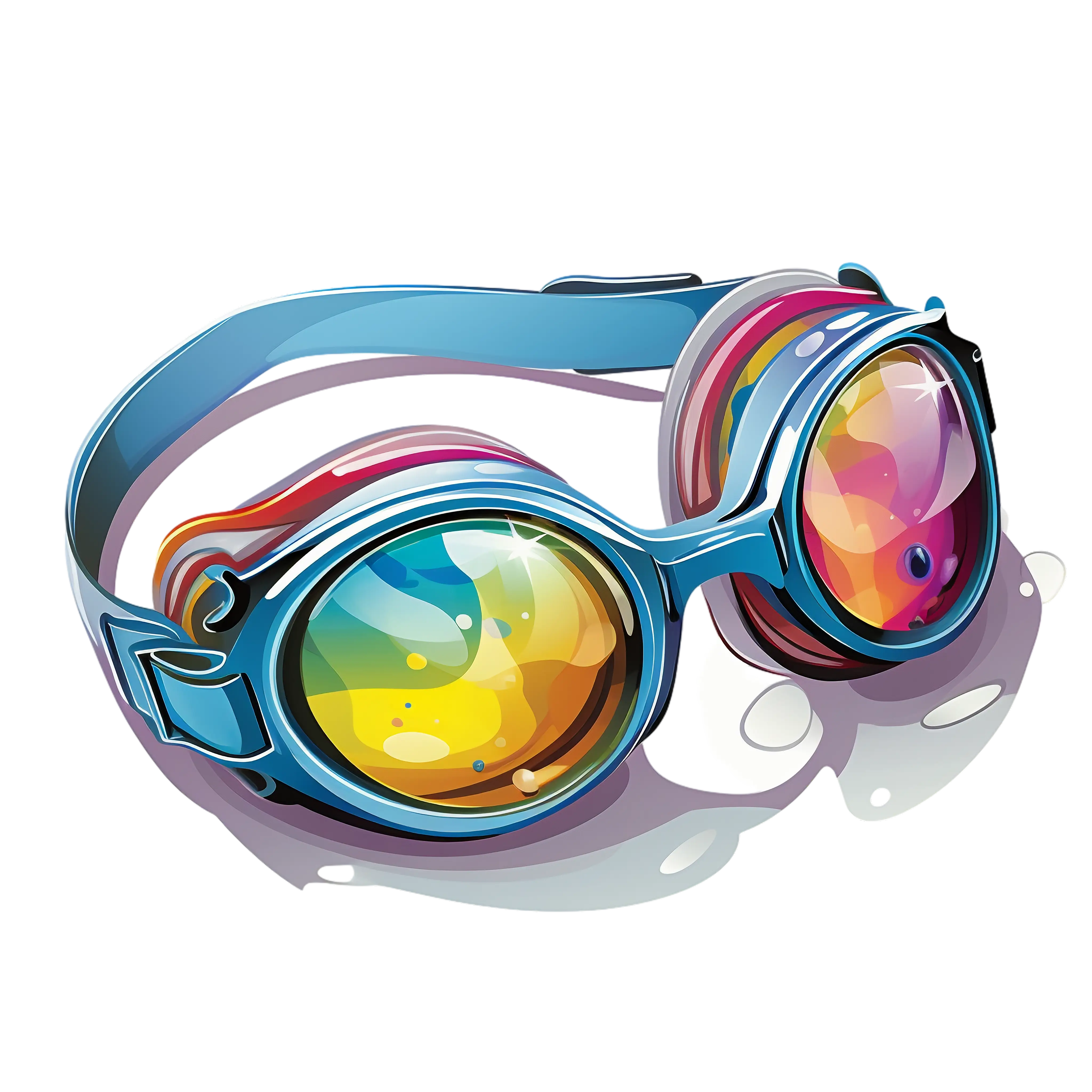 Swimming Goggles with Rainbow Reflection Illustration