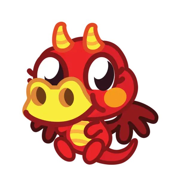 Cute Red Dragon Cartoon Illustration