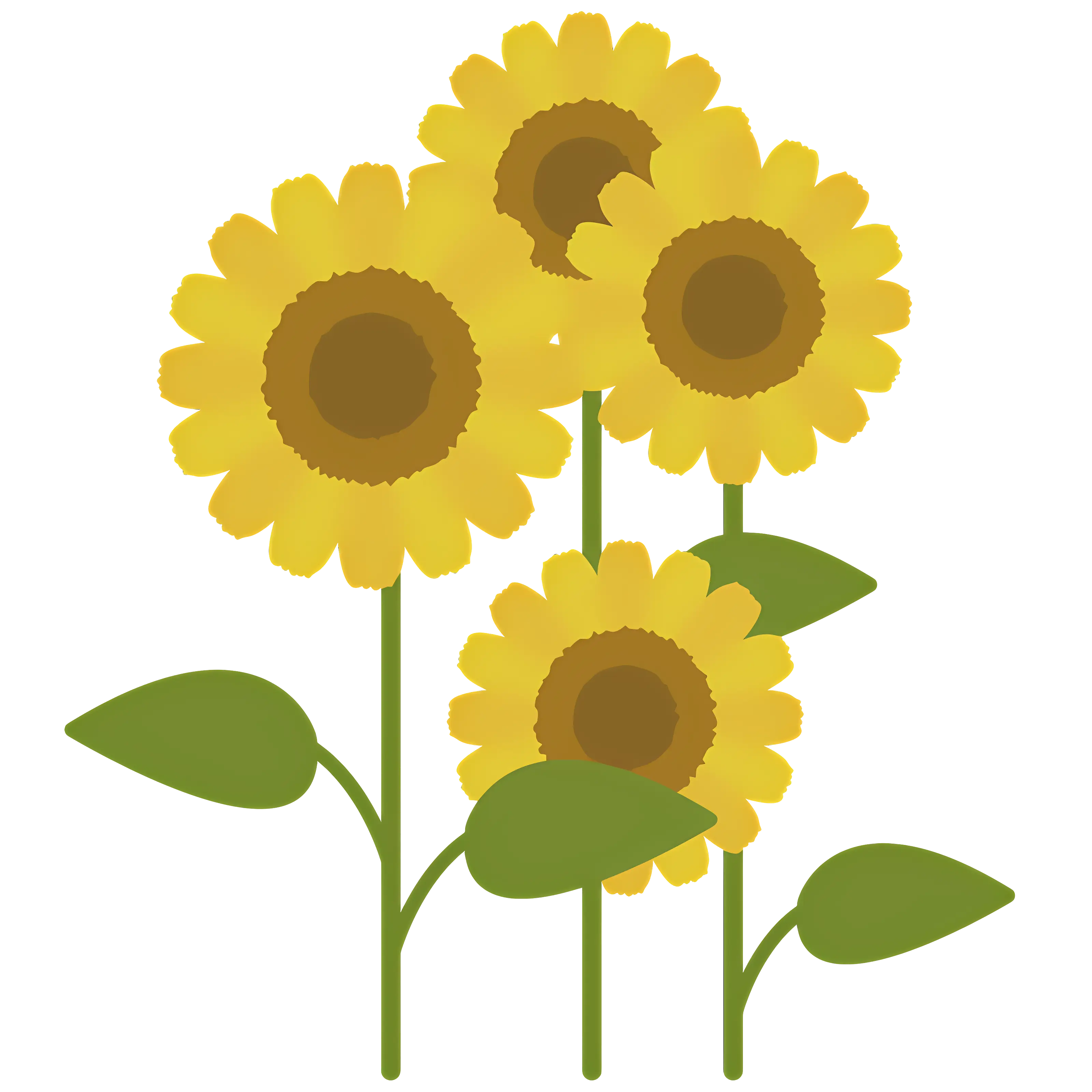 Illustrated Yellow Sunflowers in Bloom