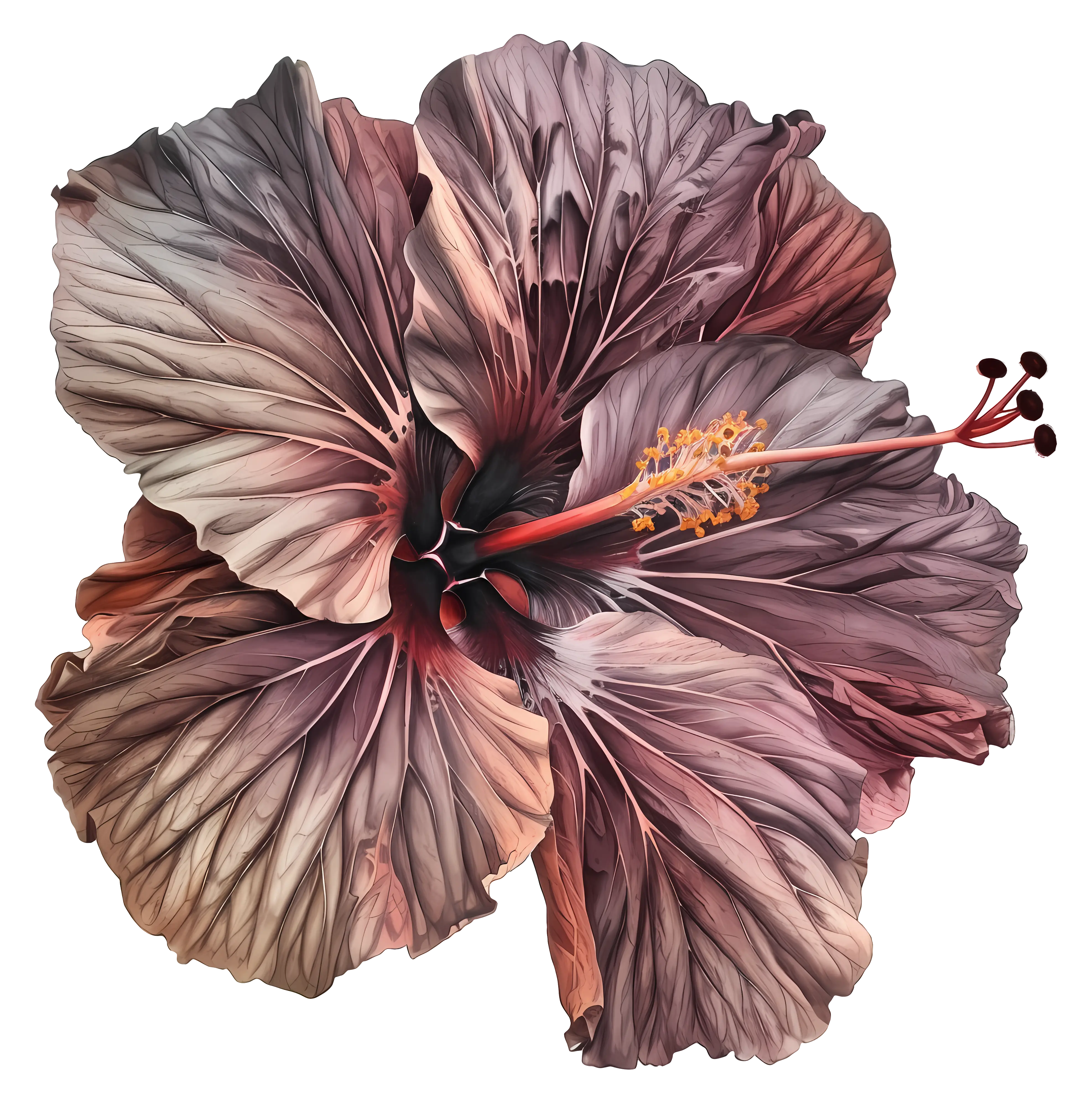 Dark Hibiscus Flower with Intricate Petals