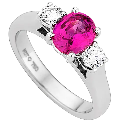 Silver Ring with Pink and White Gemstones