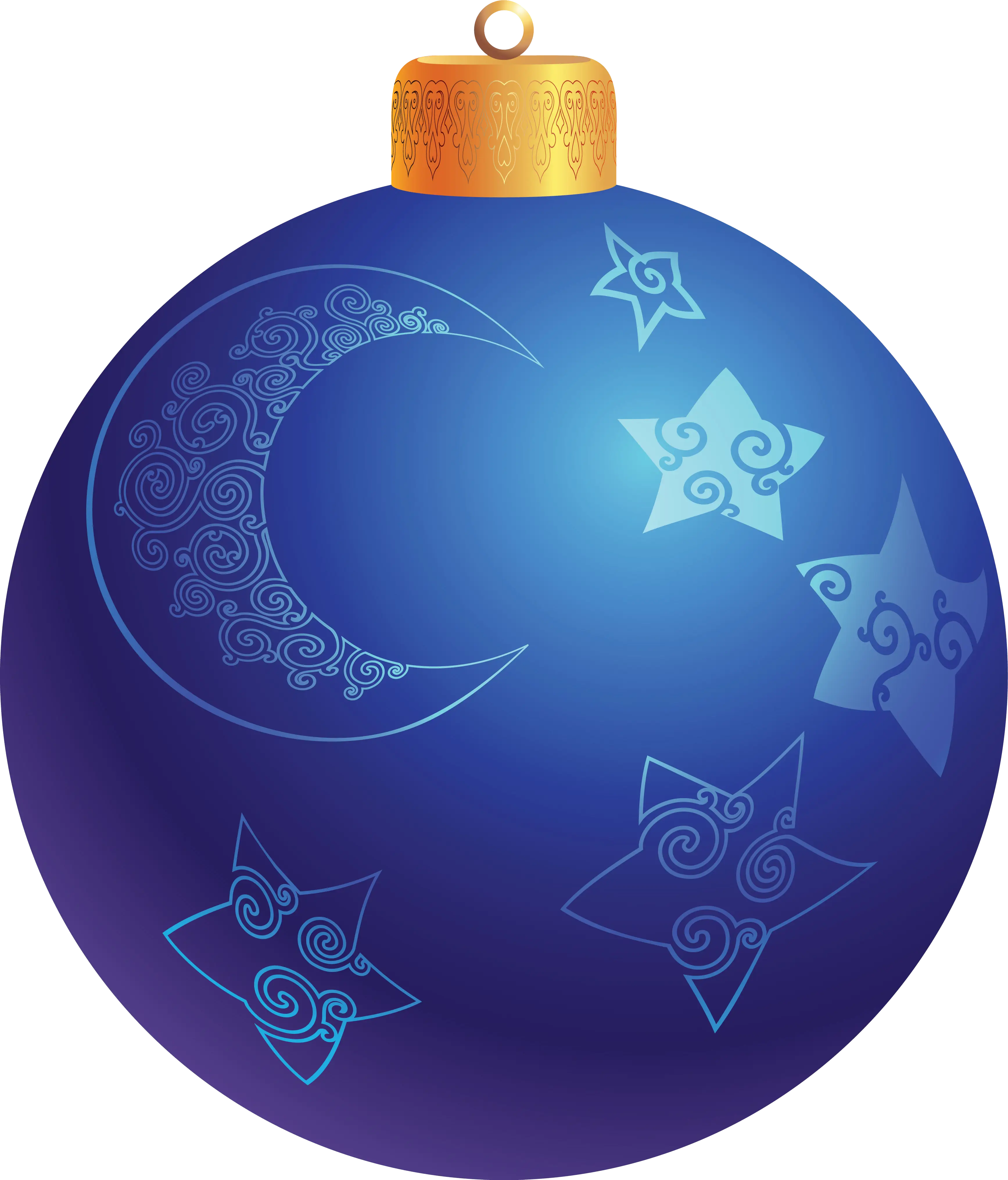 Blue Christmas Ornament with Moon and Stars