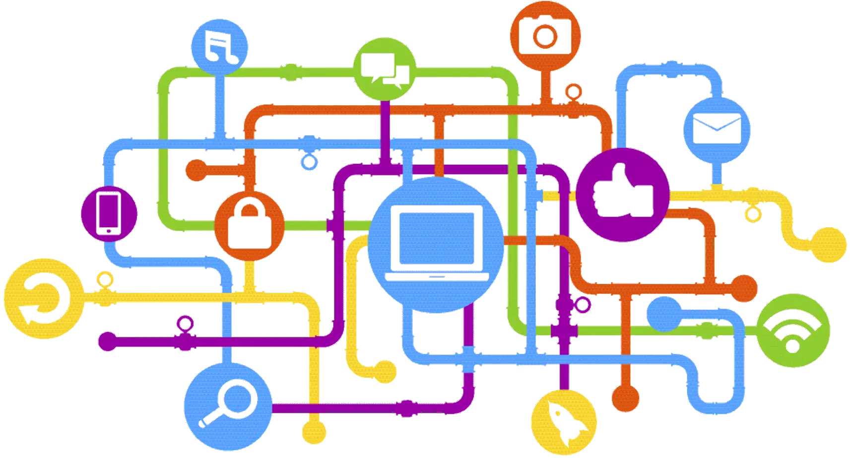 Multicolored Network Connection Diagram
