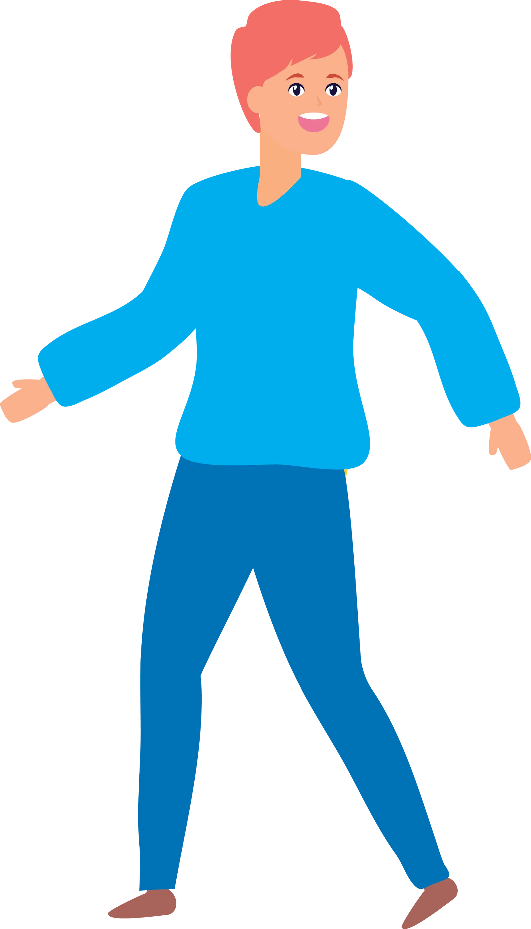 Cartoon Man Walking Happily