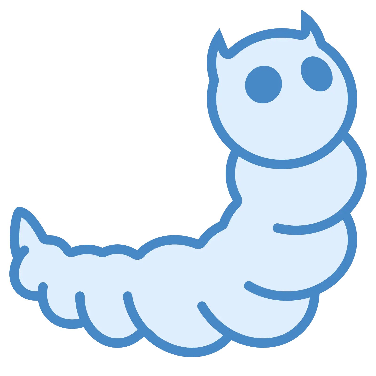 Cute Blue Worm Cartoon Illustration