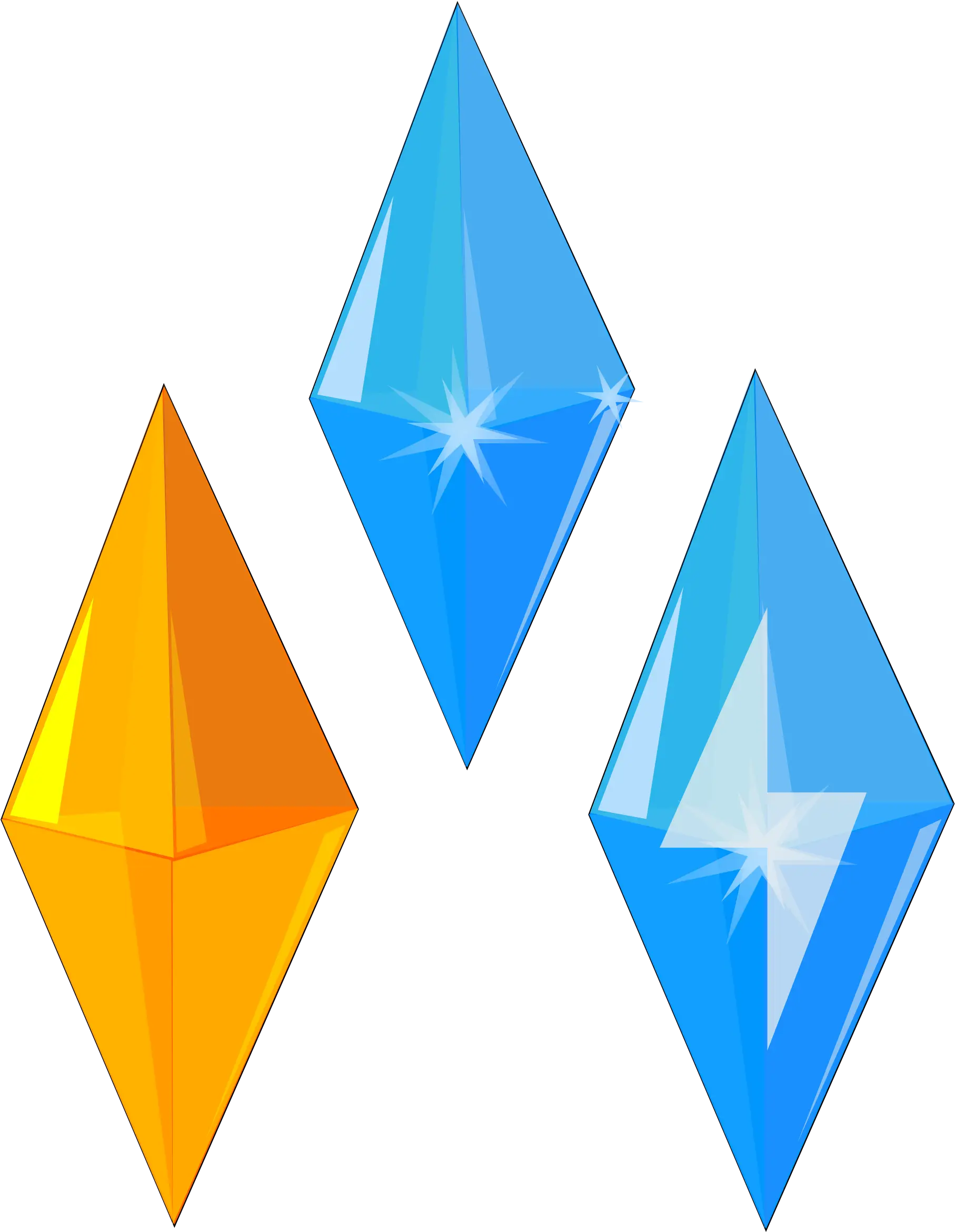 Shiny Crystal Gems in Blue and Orange Shades
