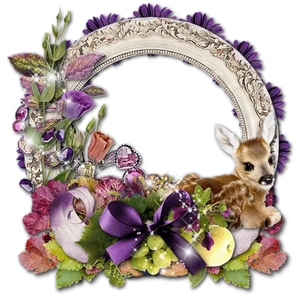 Decorative Frame with Flowers and Deer