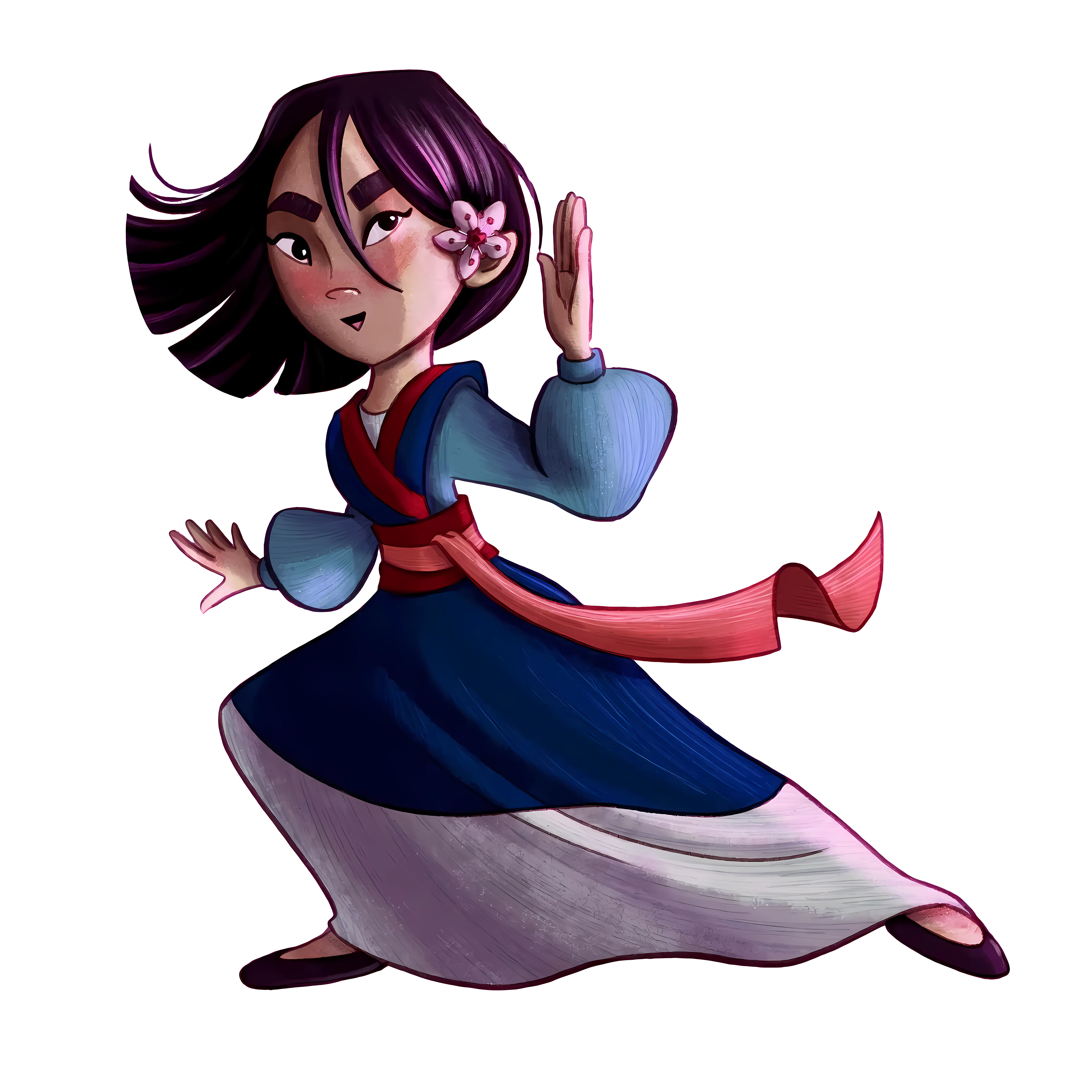 Martial Arts Girl with Flower