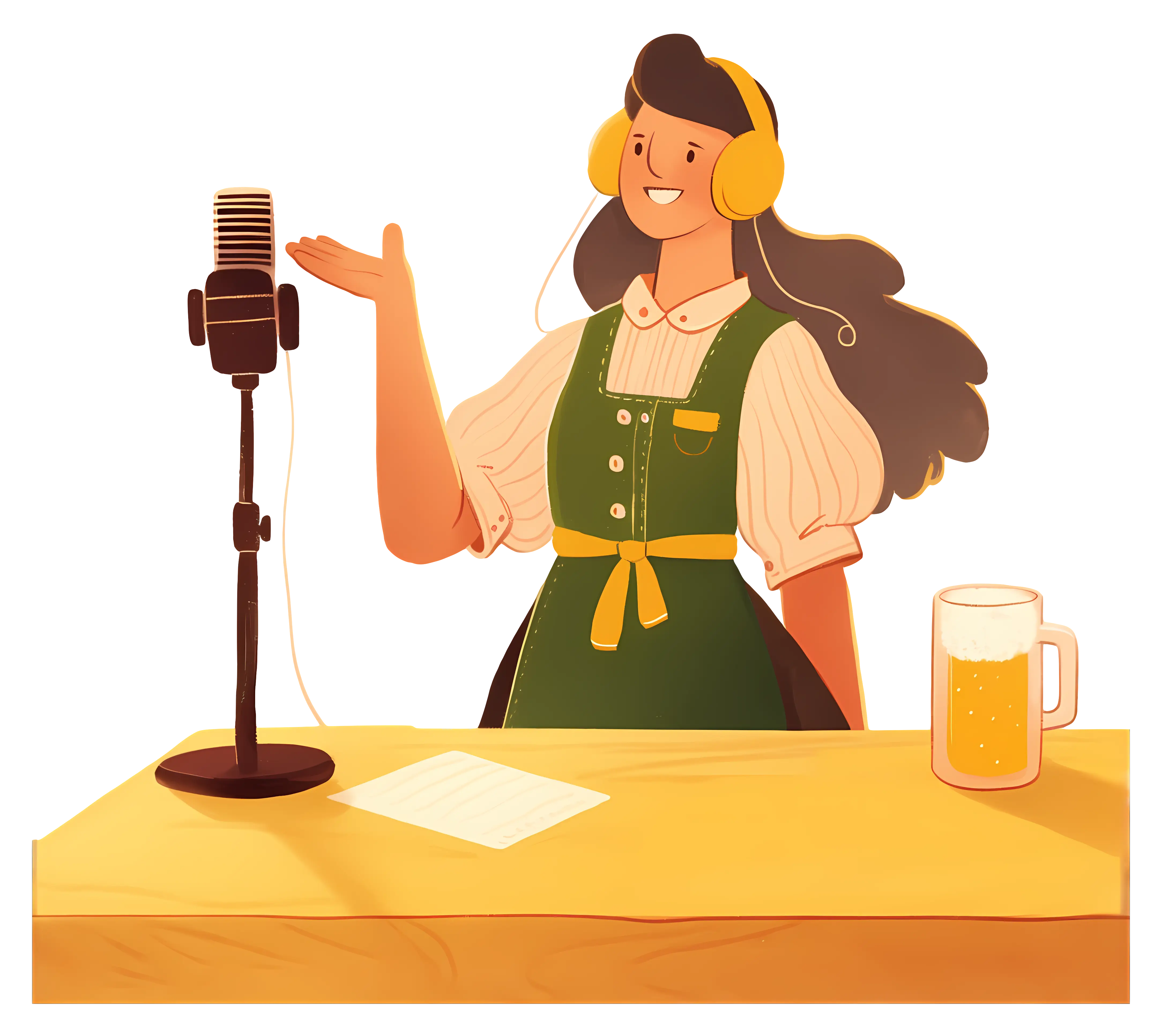 Woman with Microphone and Beer