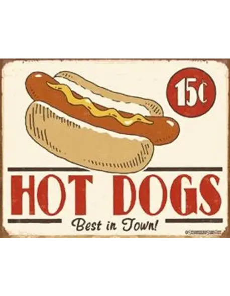 Vintage Hot Dog Advertisement Sign