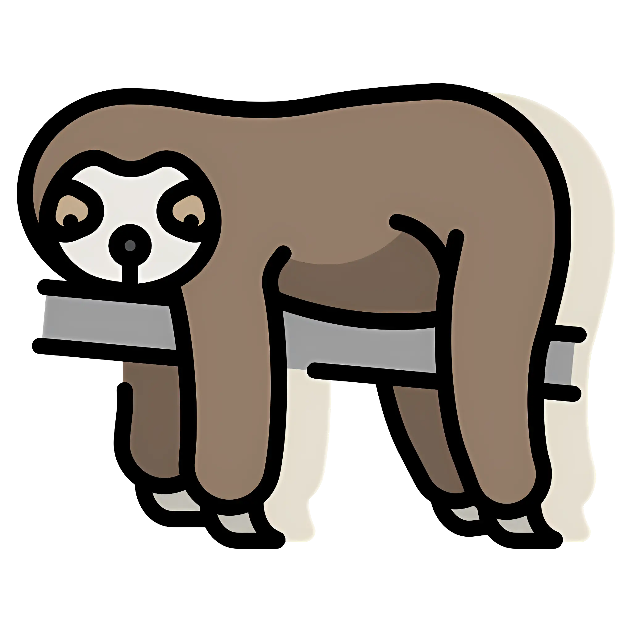 Cute Cartoon Sloth Hanging on Tree