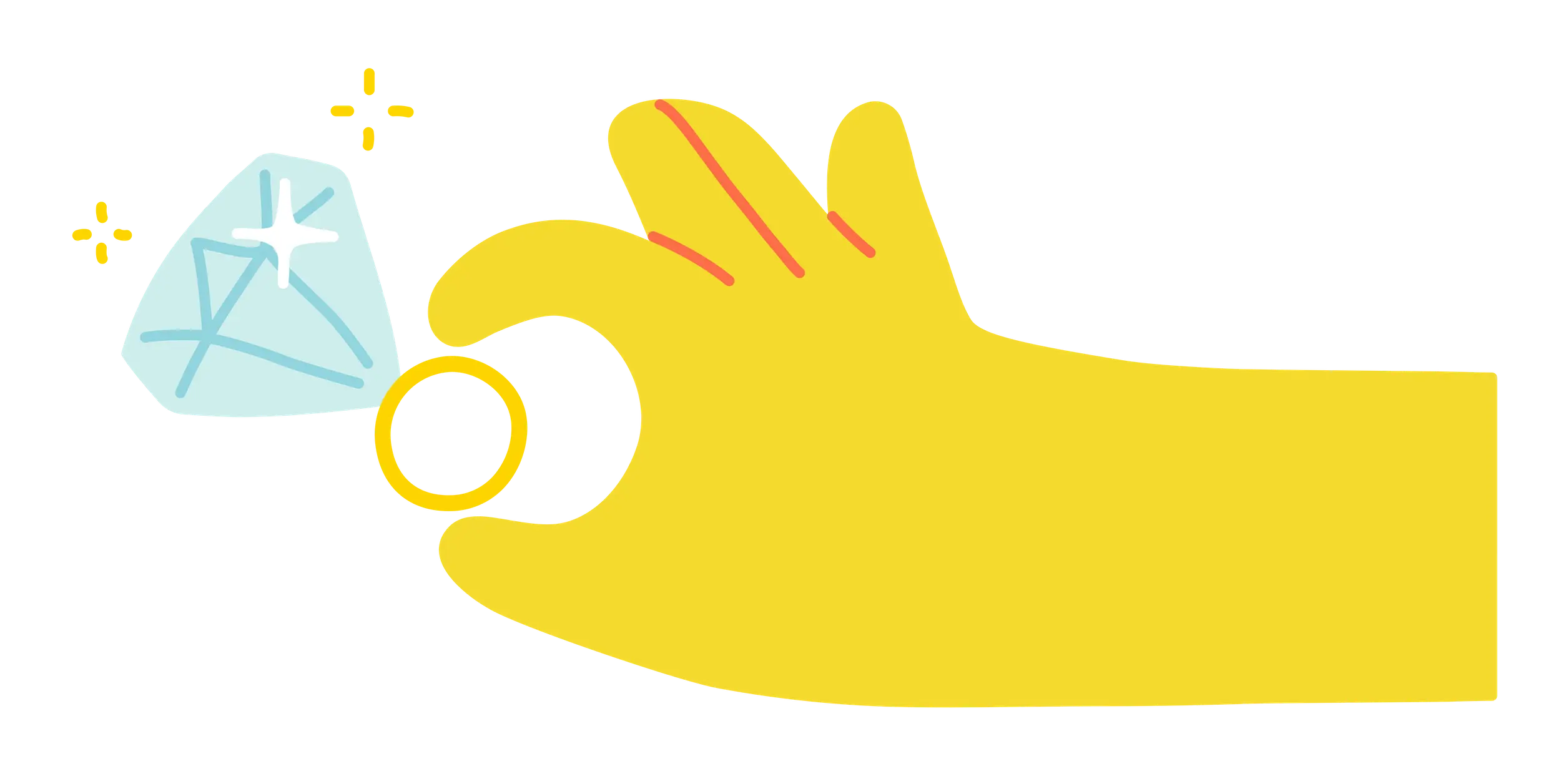 Yellow Hand Holding a Diamond Ring