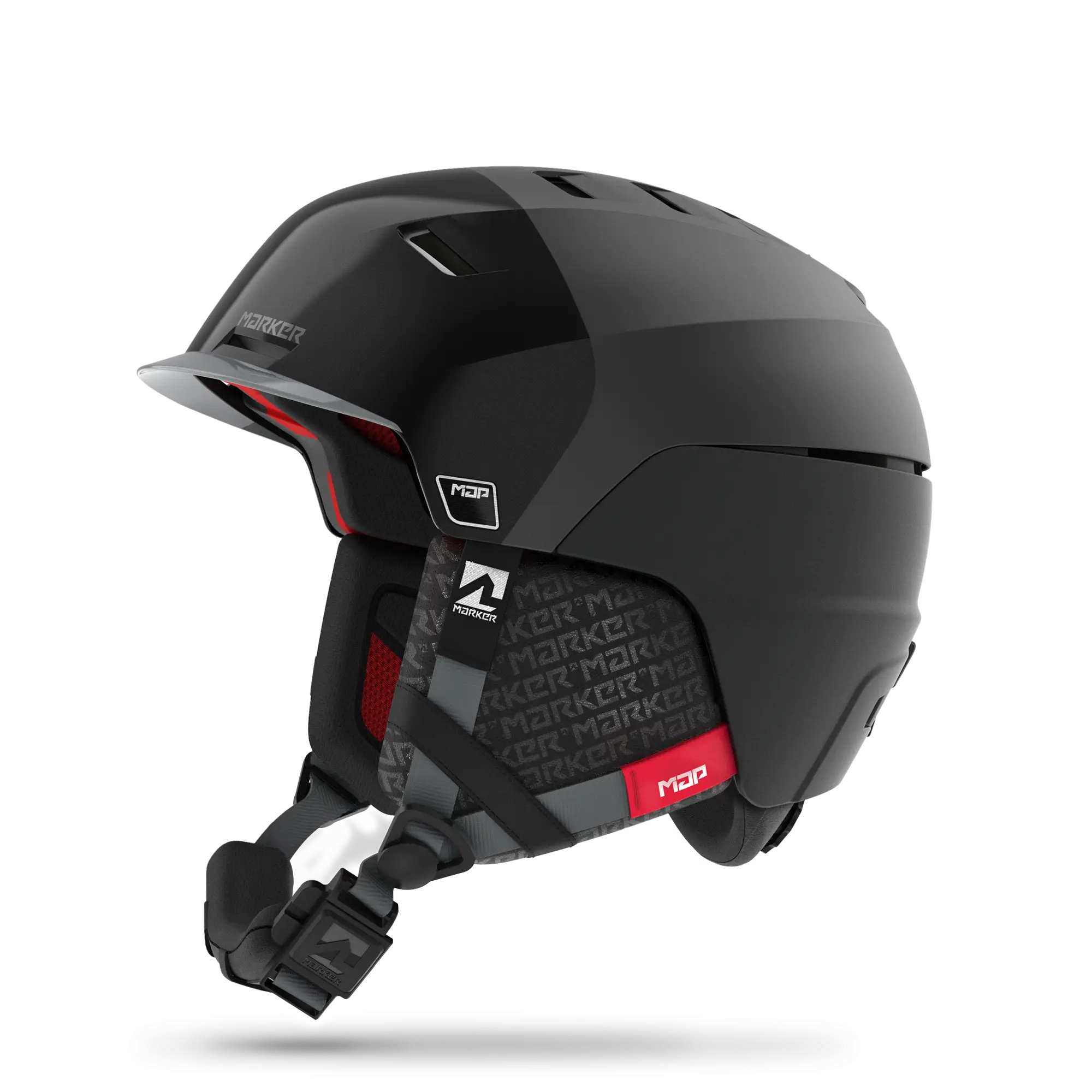 Black Ski Helmet with Red Details