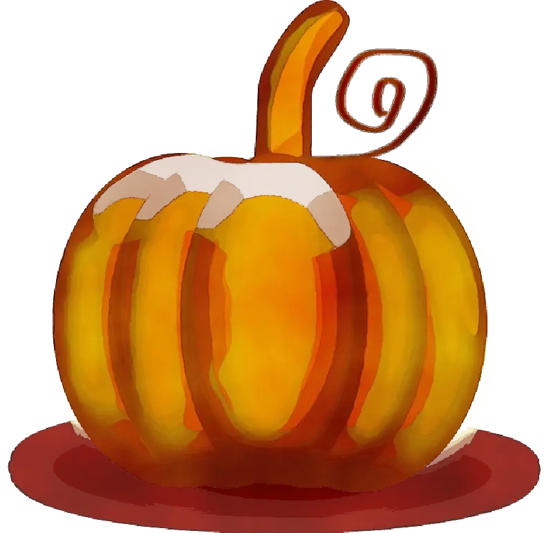 Bright Orange Pumpkin with Curly Stem