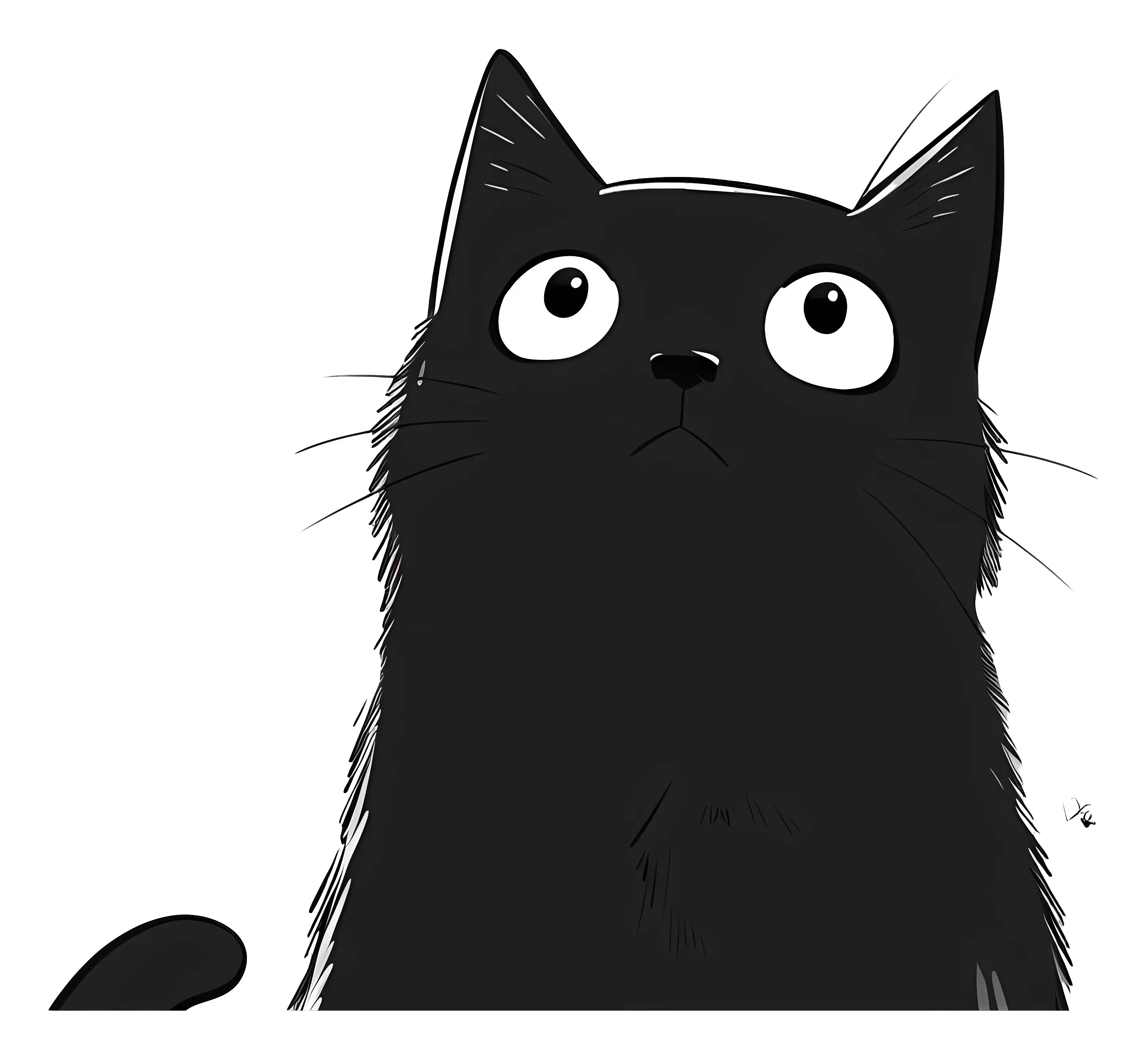Curious Black Cat Illustration