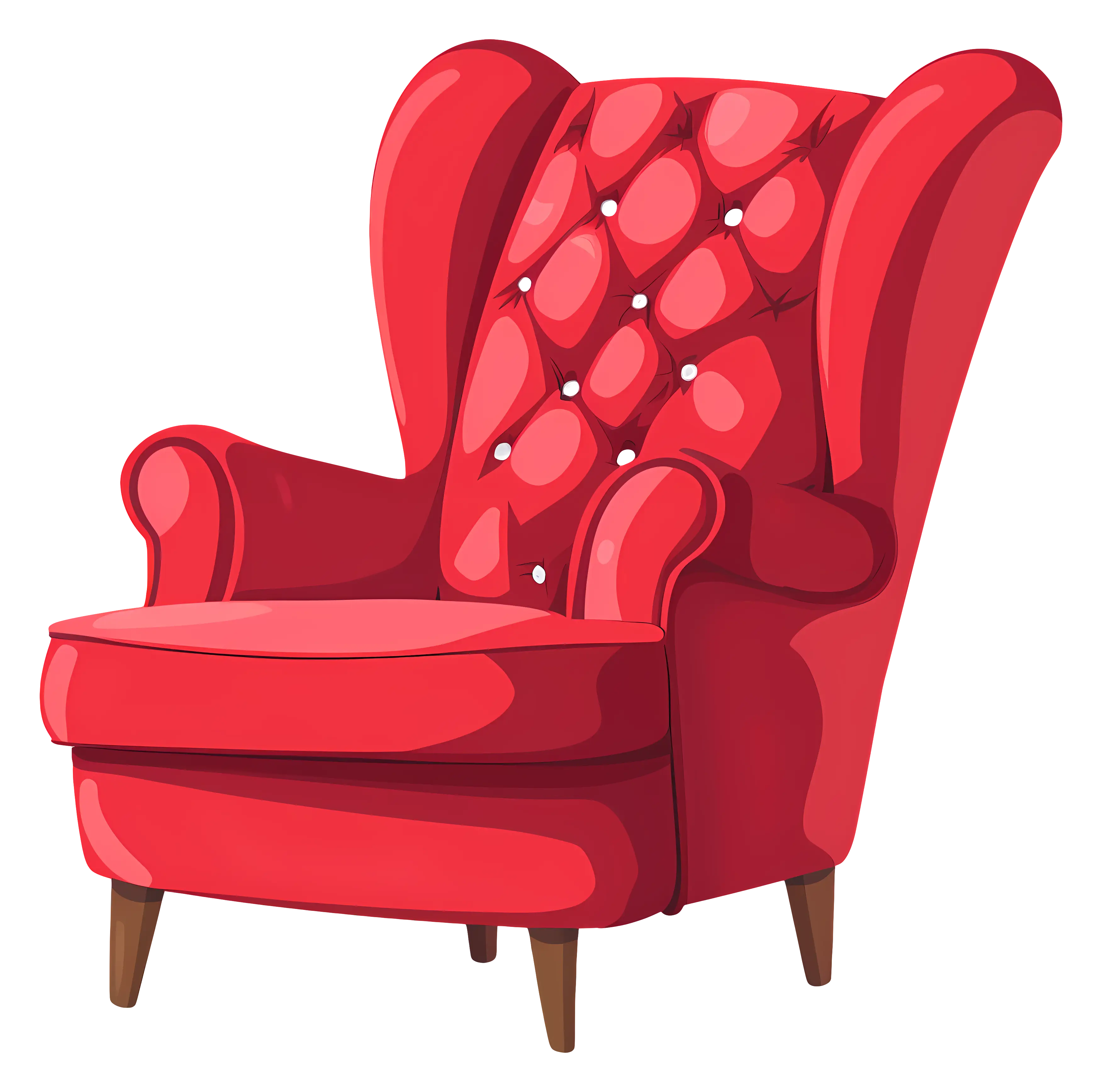 Cozy Red Armchair with Tufted Backrest