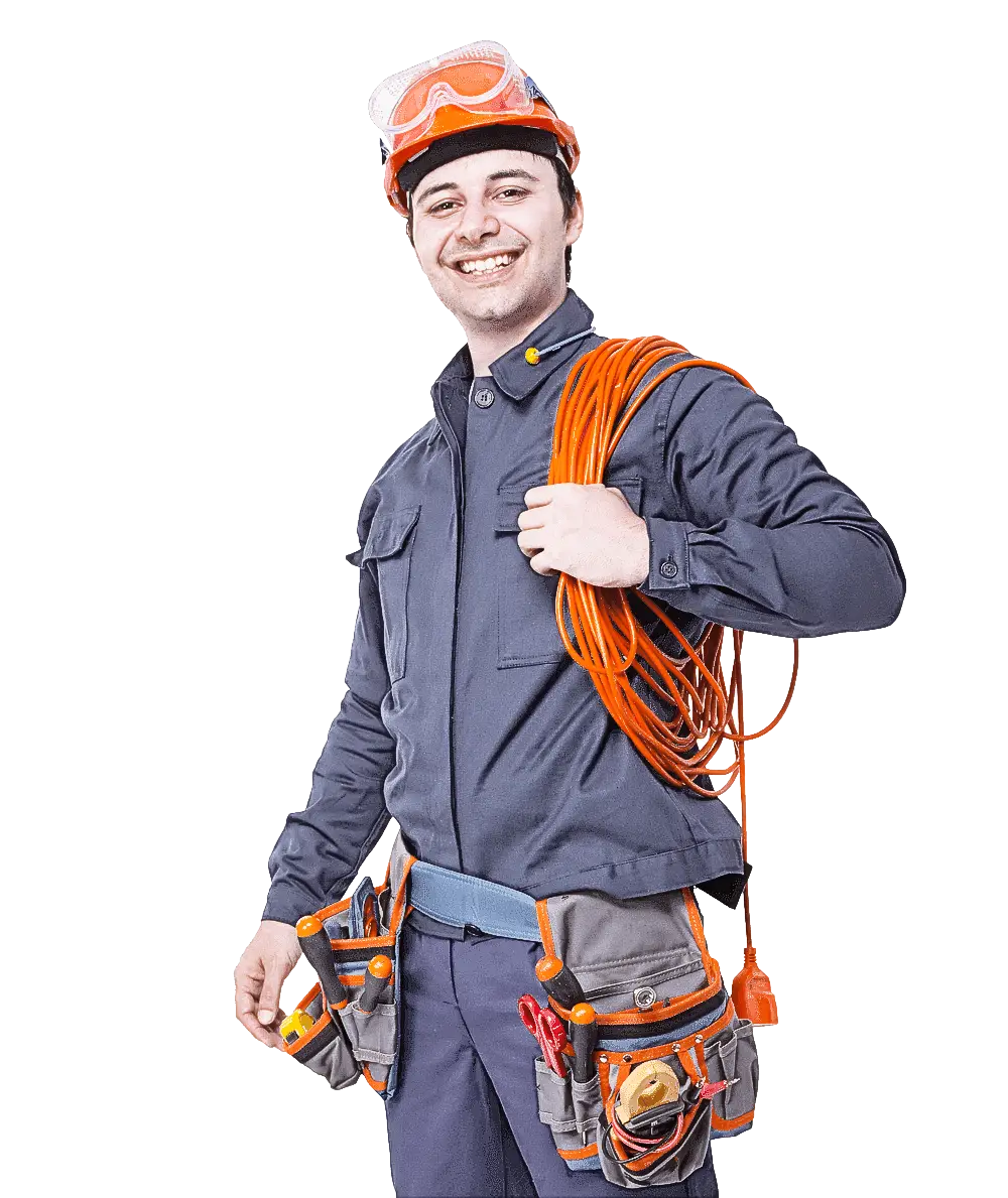 Electrician Carrying Orange Extension Cord