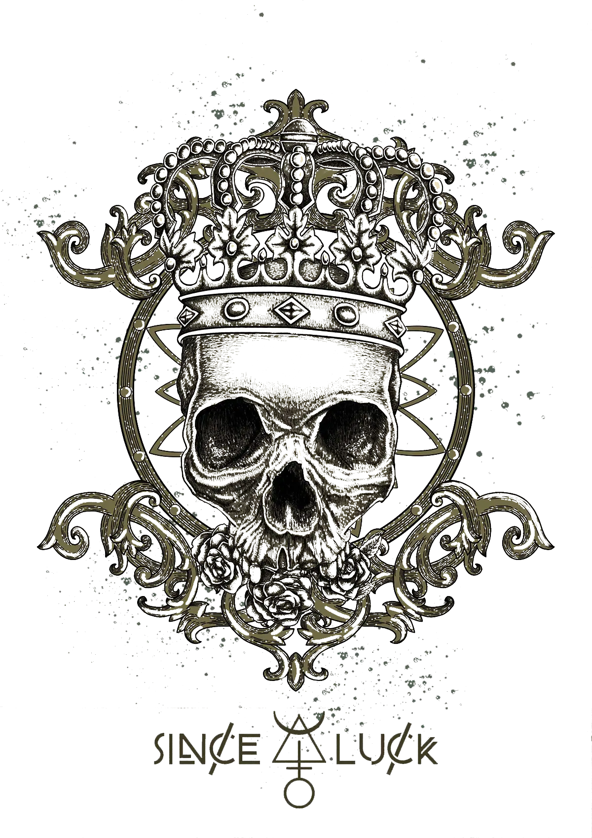 Ornate Skull with Crown Illustration