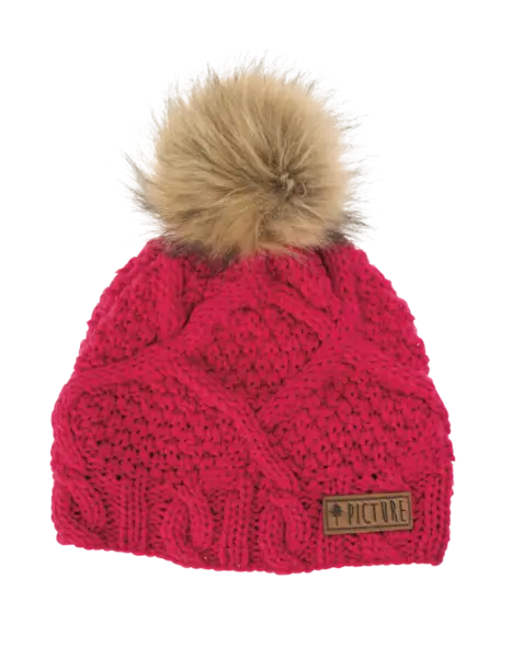 Red Knitted Winter Hat with Pom-Pom