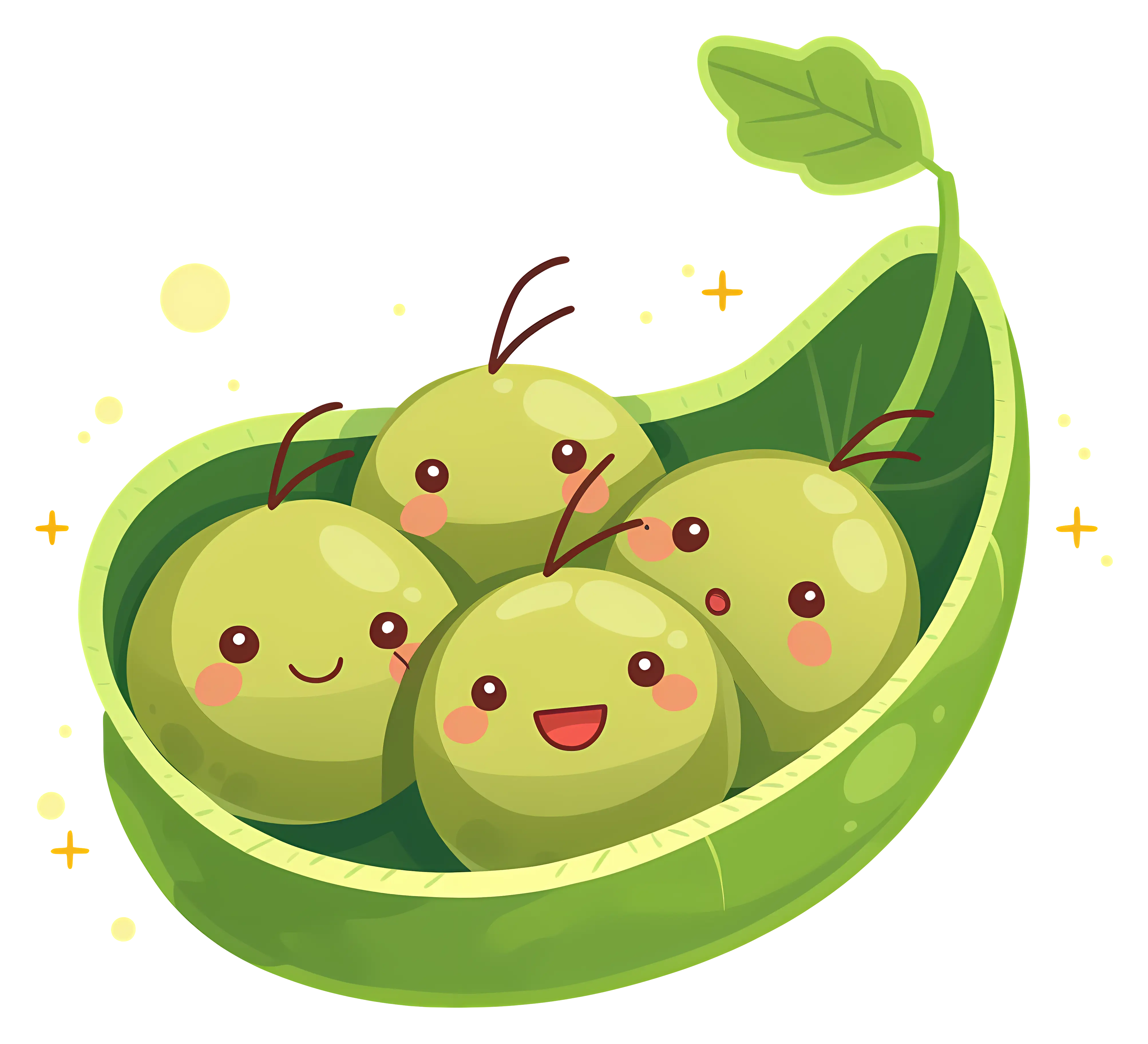Cute Peas in Pod Illustration