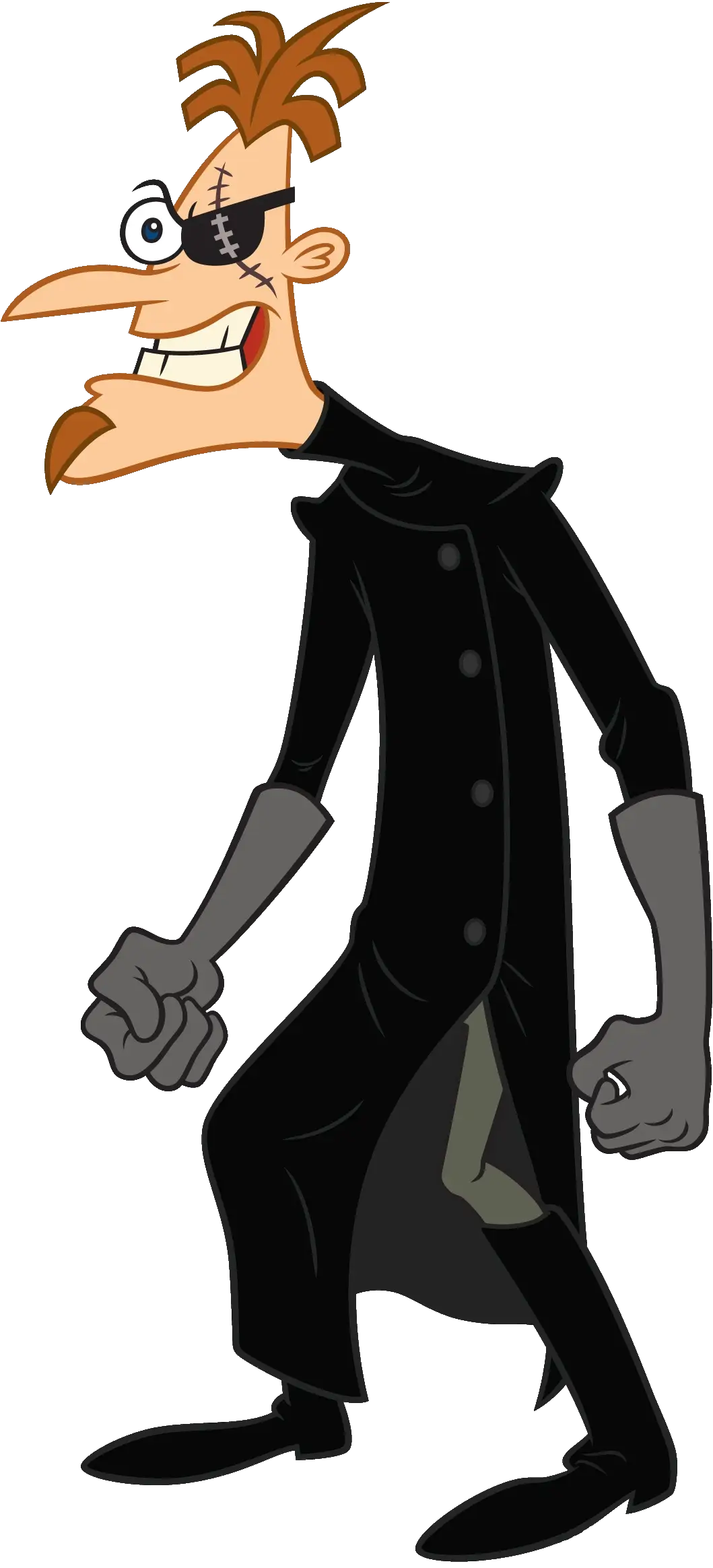 Sinister Cartoon Villain in Black Coat
