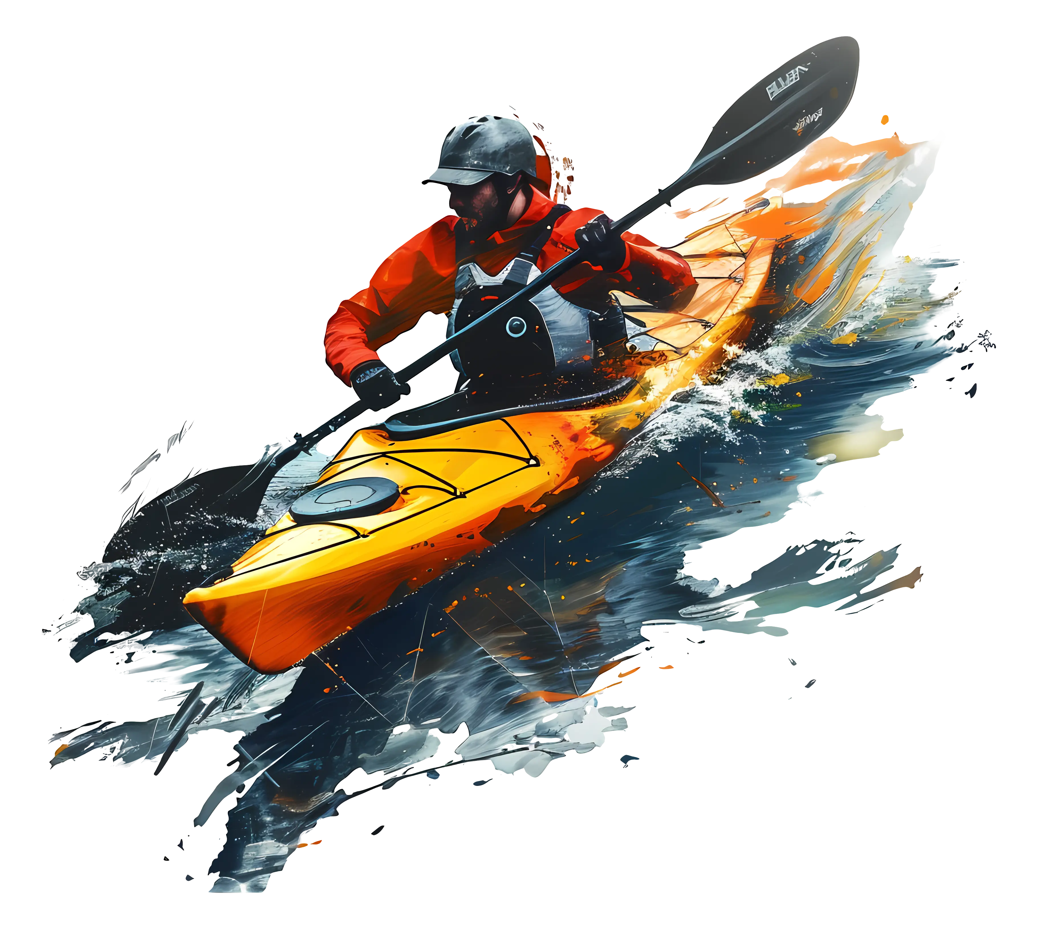 Exciting Kayaking in Rapids Illustration