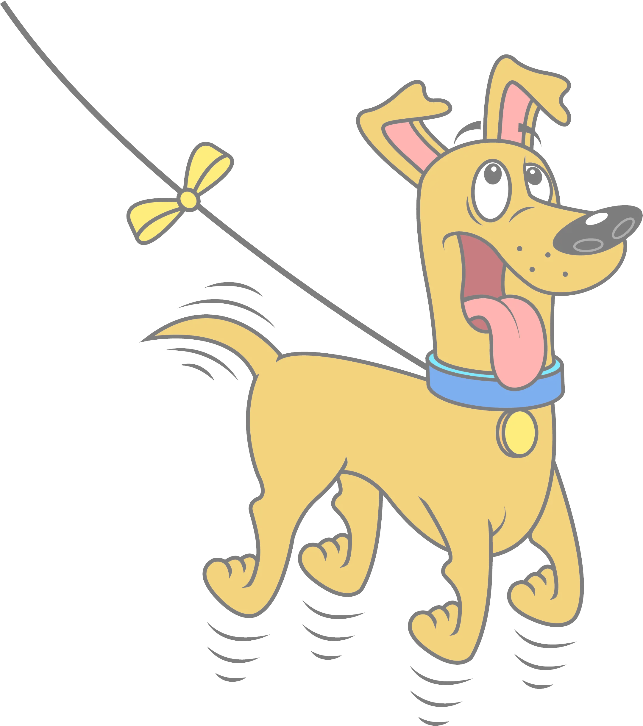 Happy Cartoon Dog on a Leash