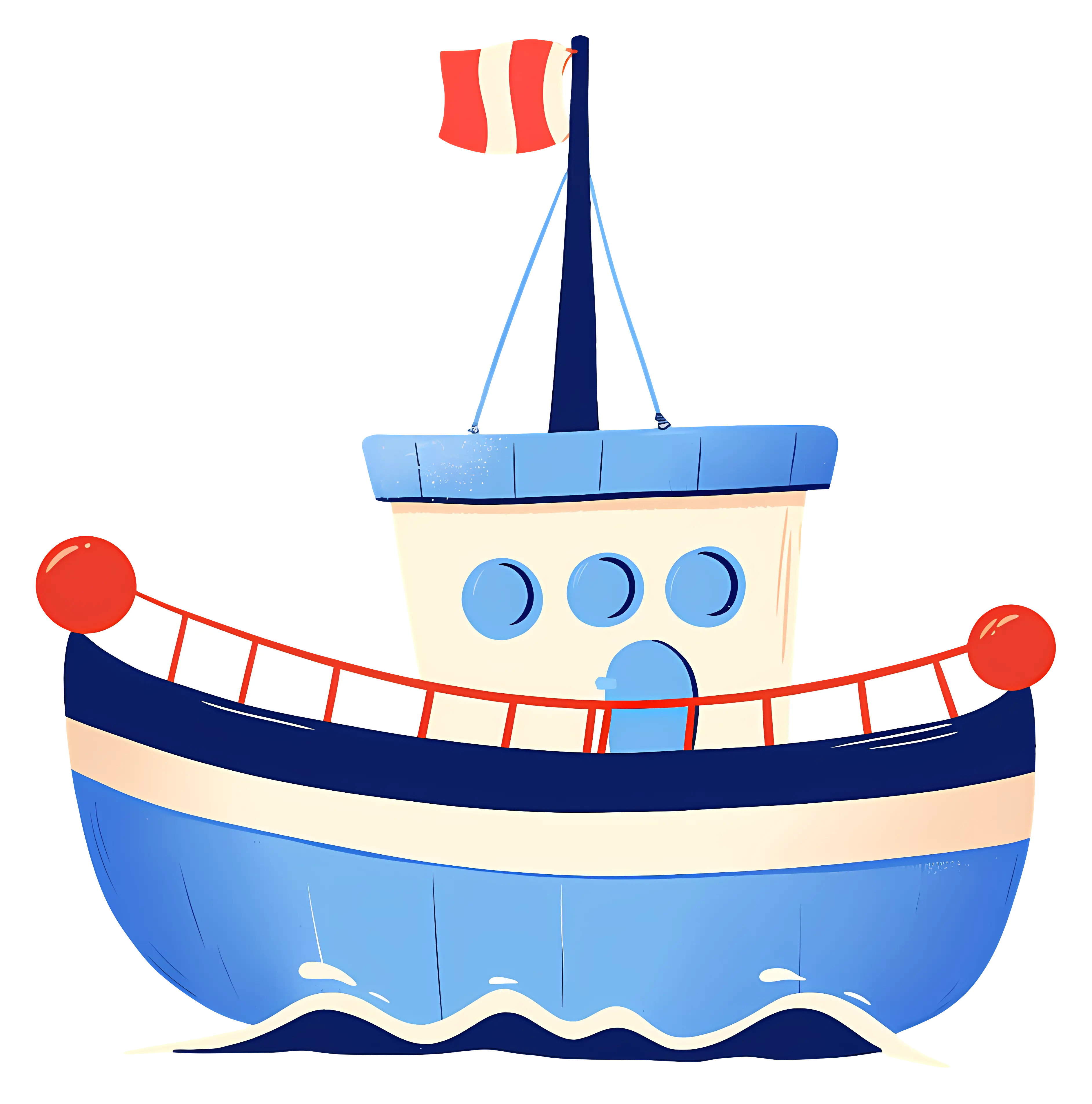 Cartoon Boat with Flag